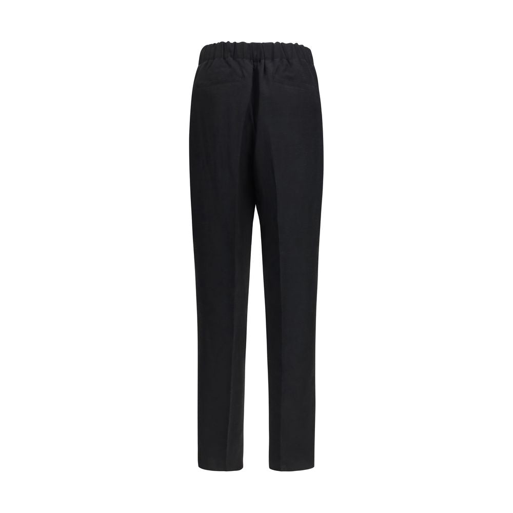 Laneus Black Viscose Casual Pants | Regal Royce