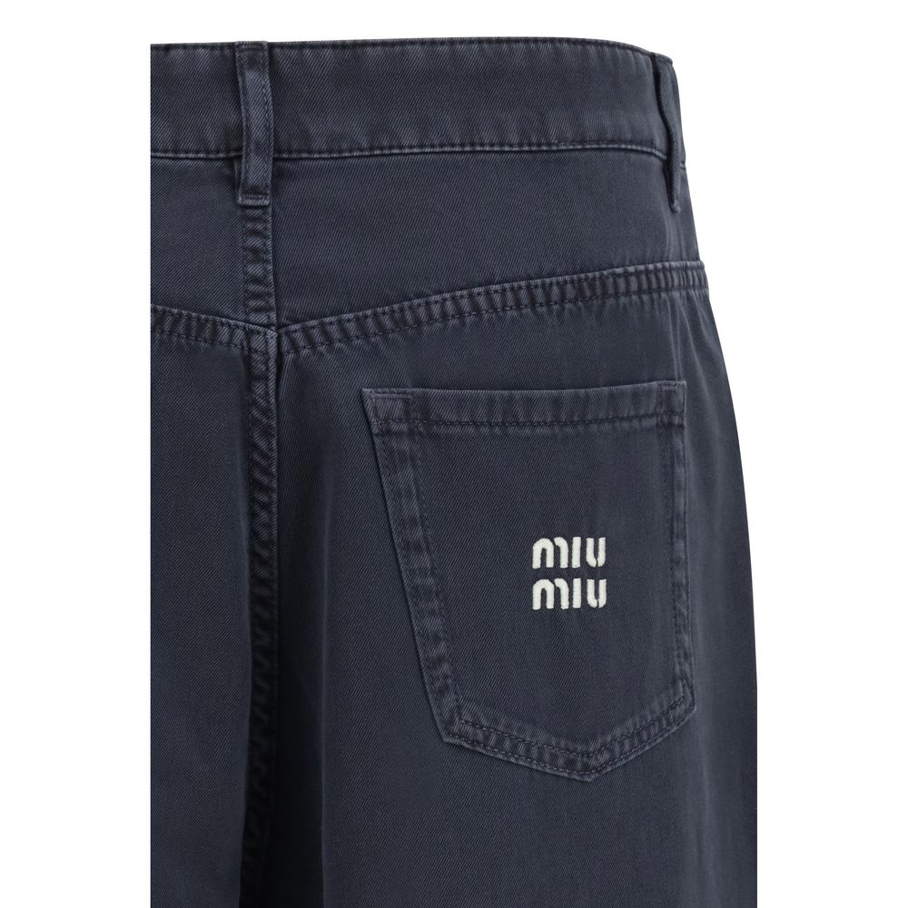 Miu Miu Blue Cotton Flared Jeans | Regal Royce