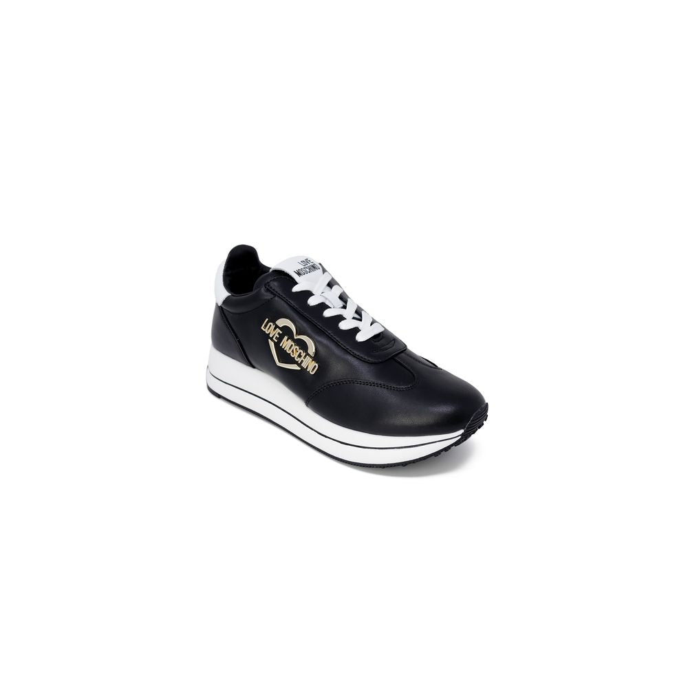 Love Moschino Black Leather Low Top Sneakers | Regal Royce