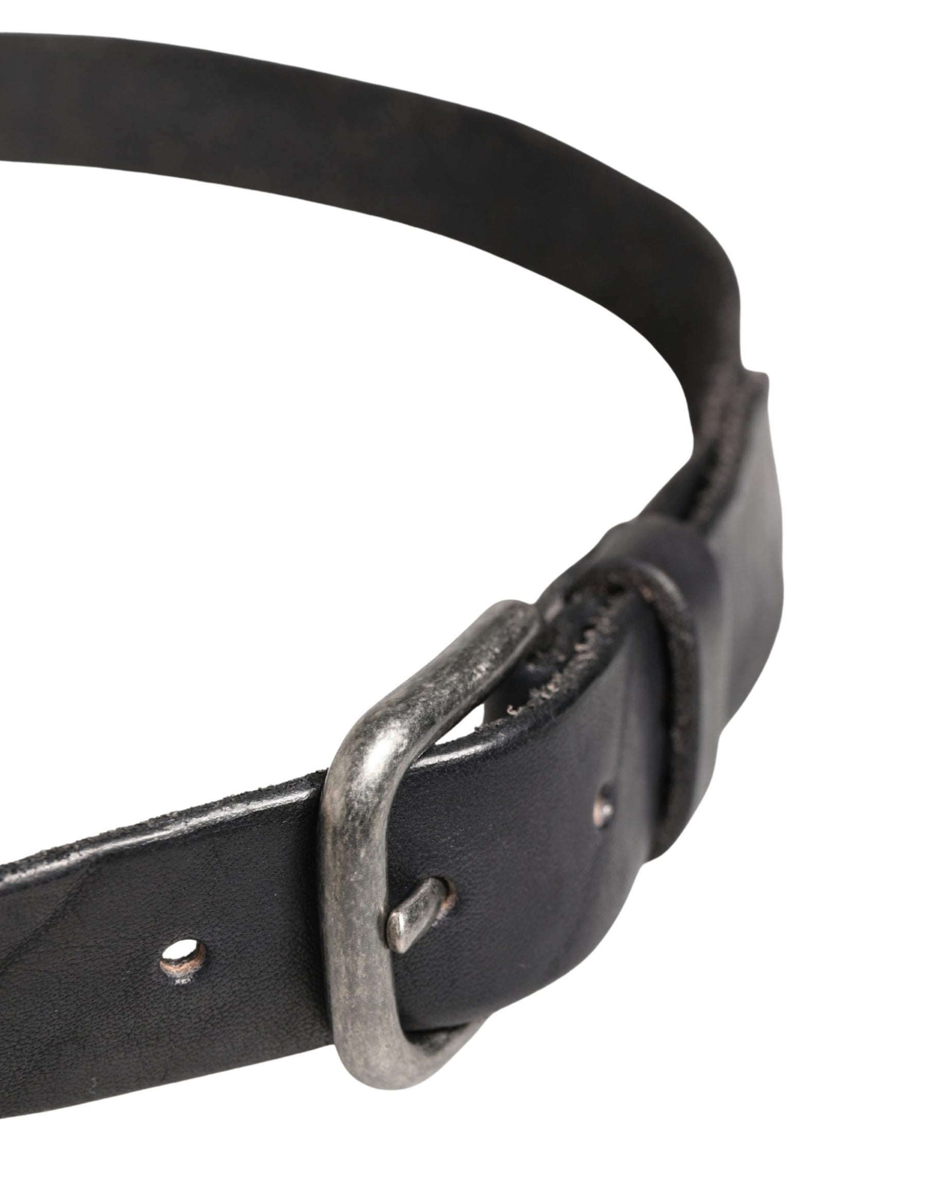 Daniele Alessandrini Men Black Leather Metal Buckle Belt | Regal Royce