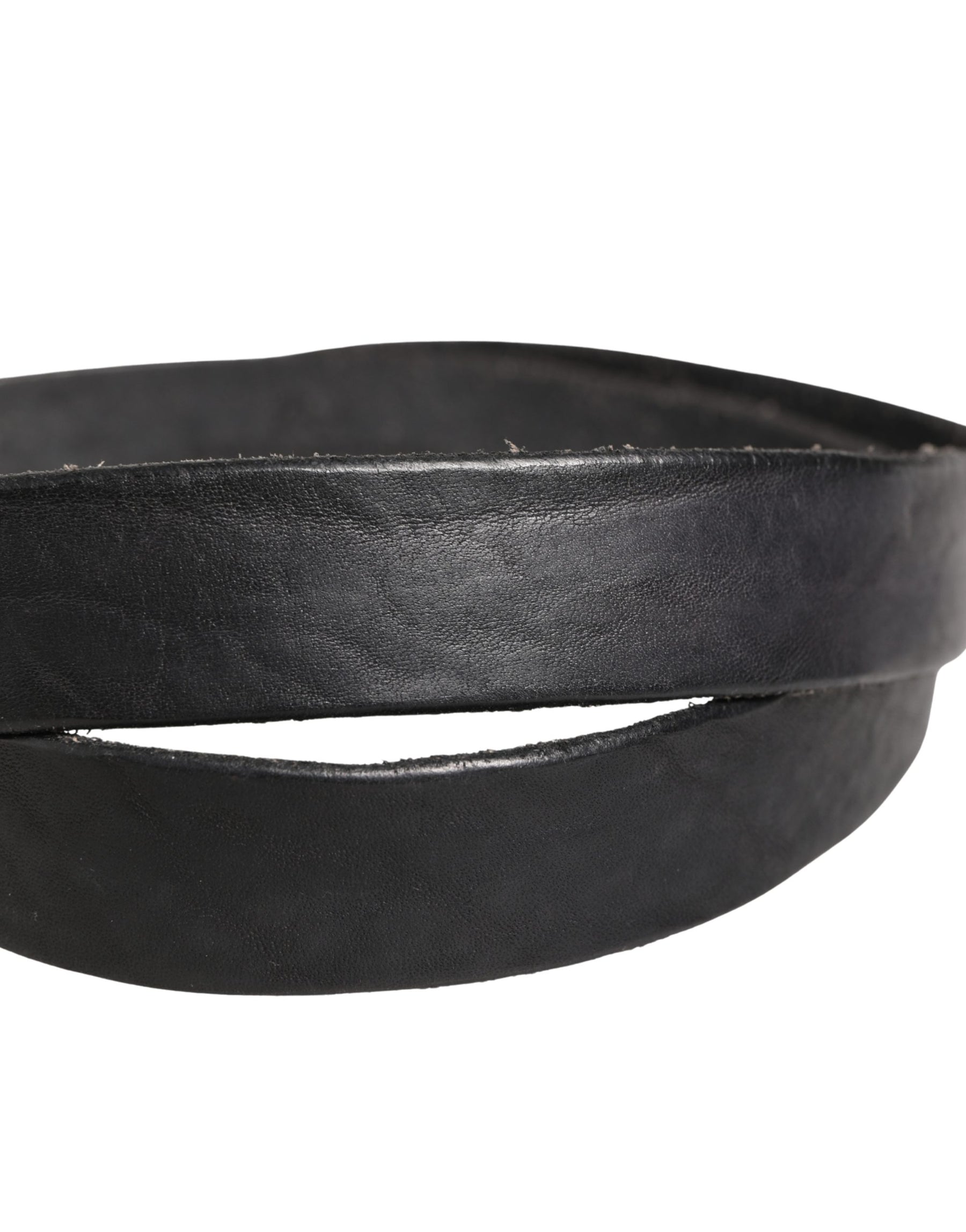 Daniele Alessandrini Men Black Leather Metal Buckle Belt | Regal Royce