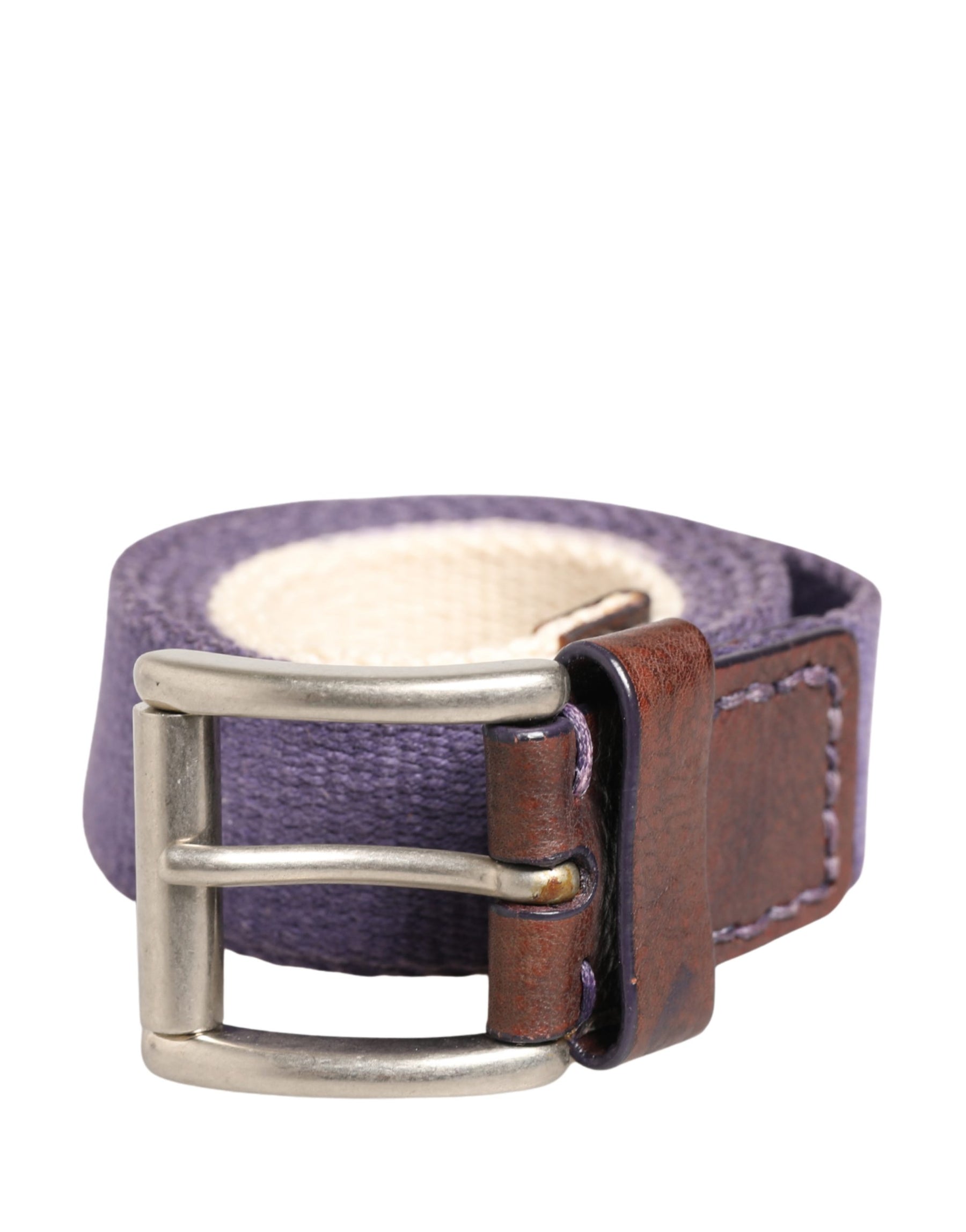Ermanno Scervino Men Purple Canvas Silver Metal Buckle Belt | Regal Royce