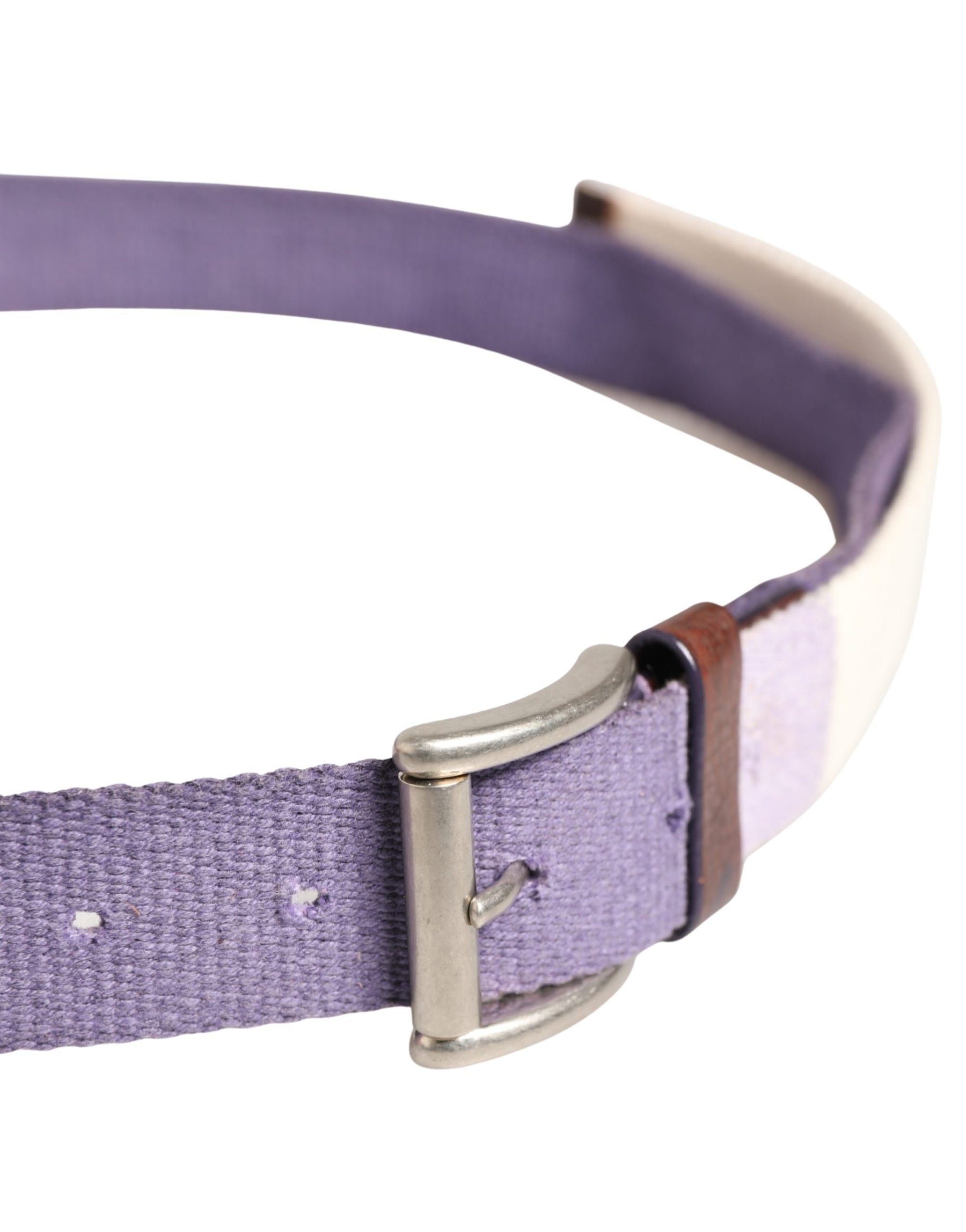 Ermanno Scervino Men Purple Canvas Silver Metal Buckle Belt | Regal Royce