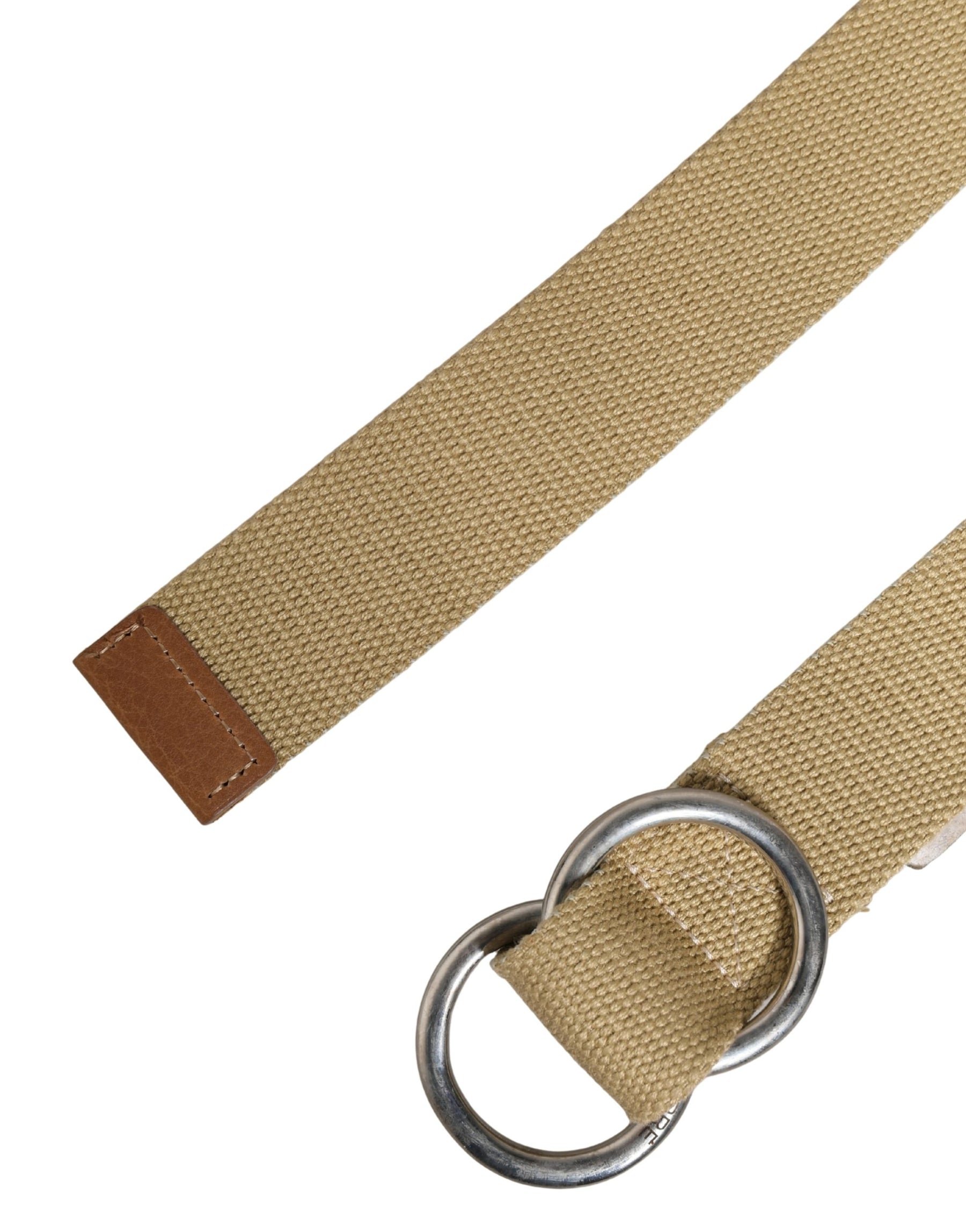 GF Ferre Men Beige Canvas Silver Metal Buckle Cintura Belt | Regal Royce