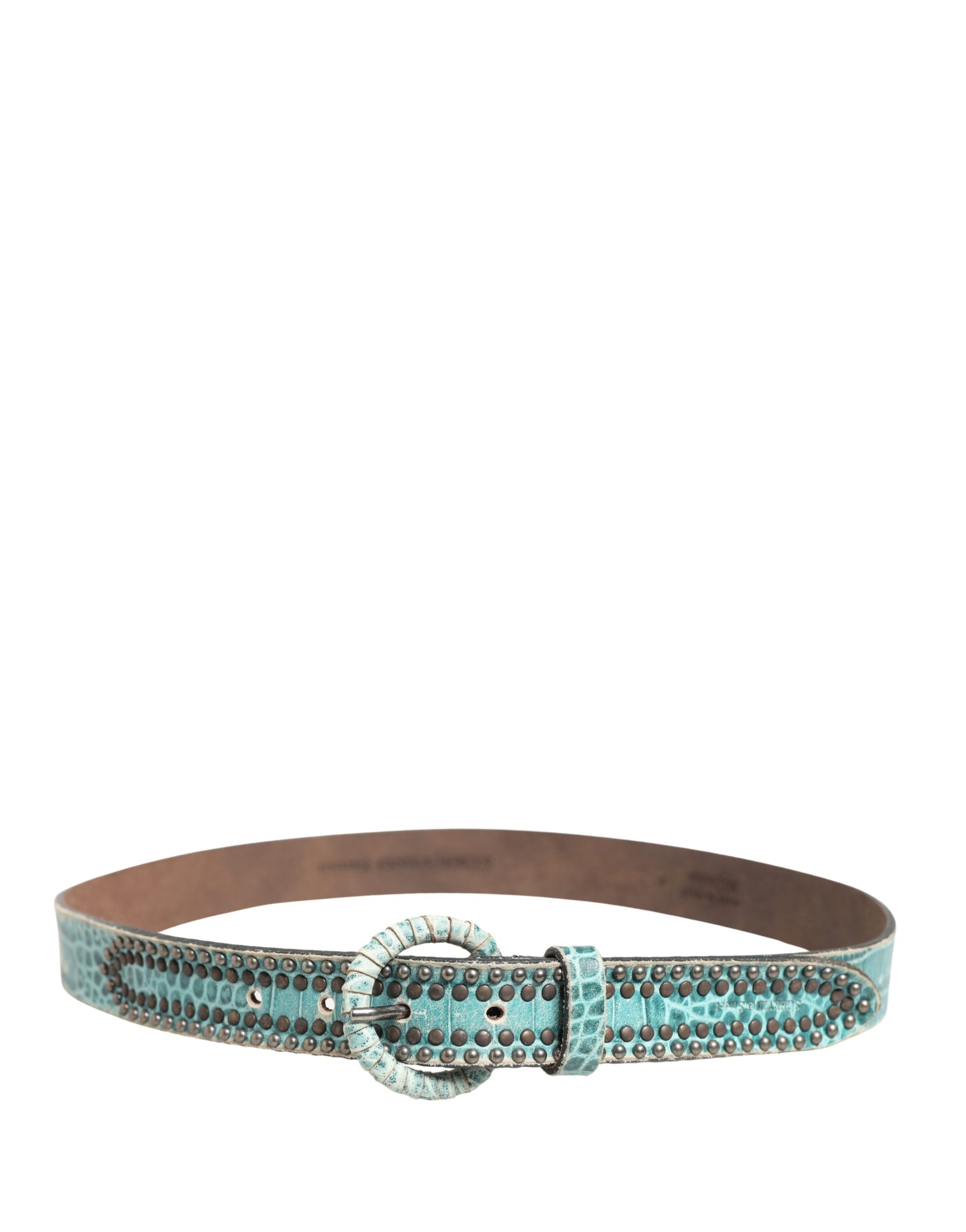 Scervino Street Women Green Leather Croco Print Studded Belt | Regal Royce