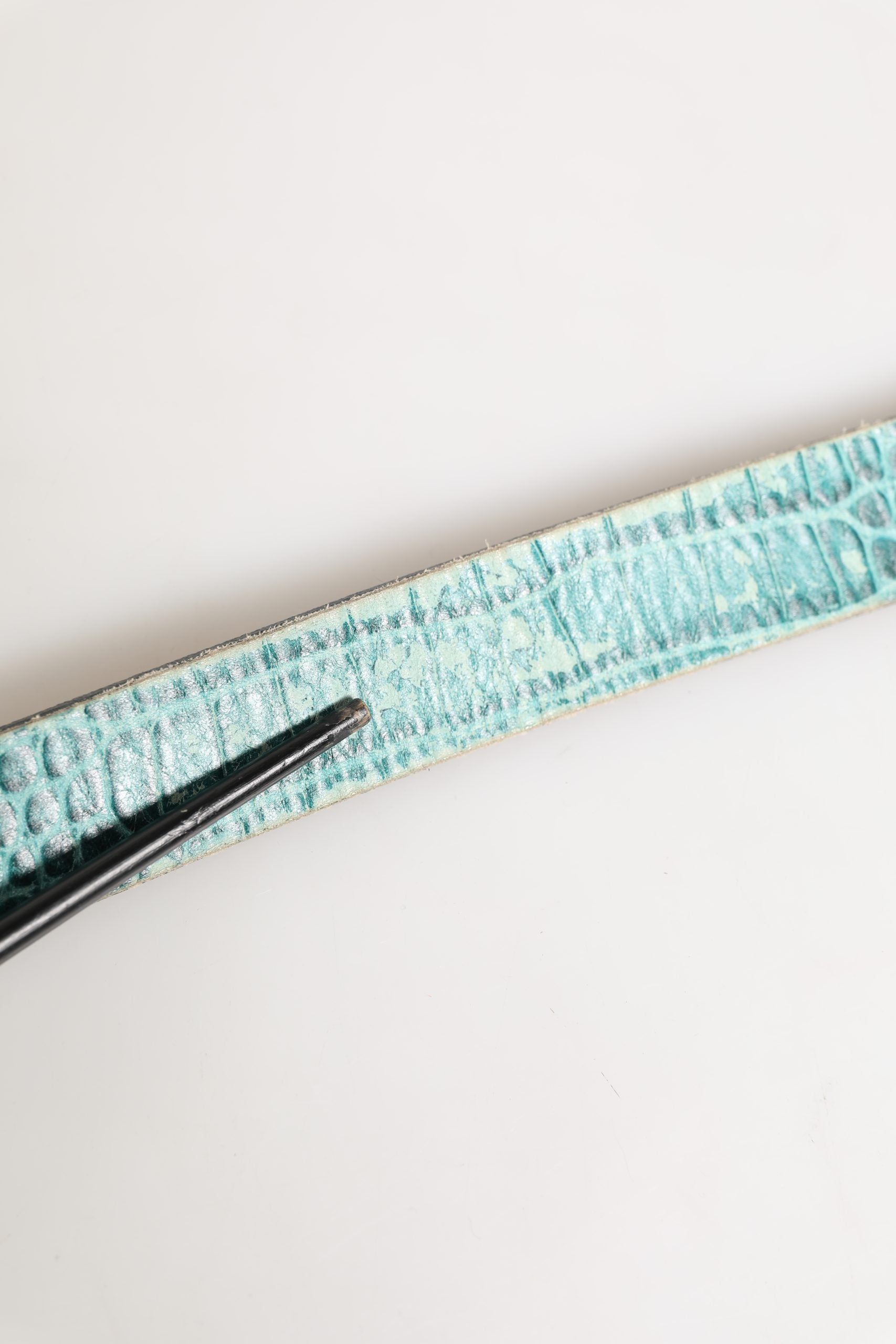 Scervino Street Women Green Leather Croco Print Studded Belt | Regal Royce