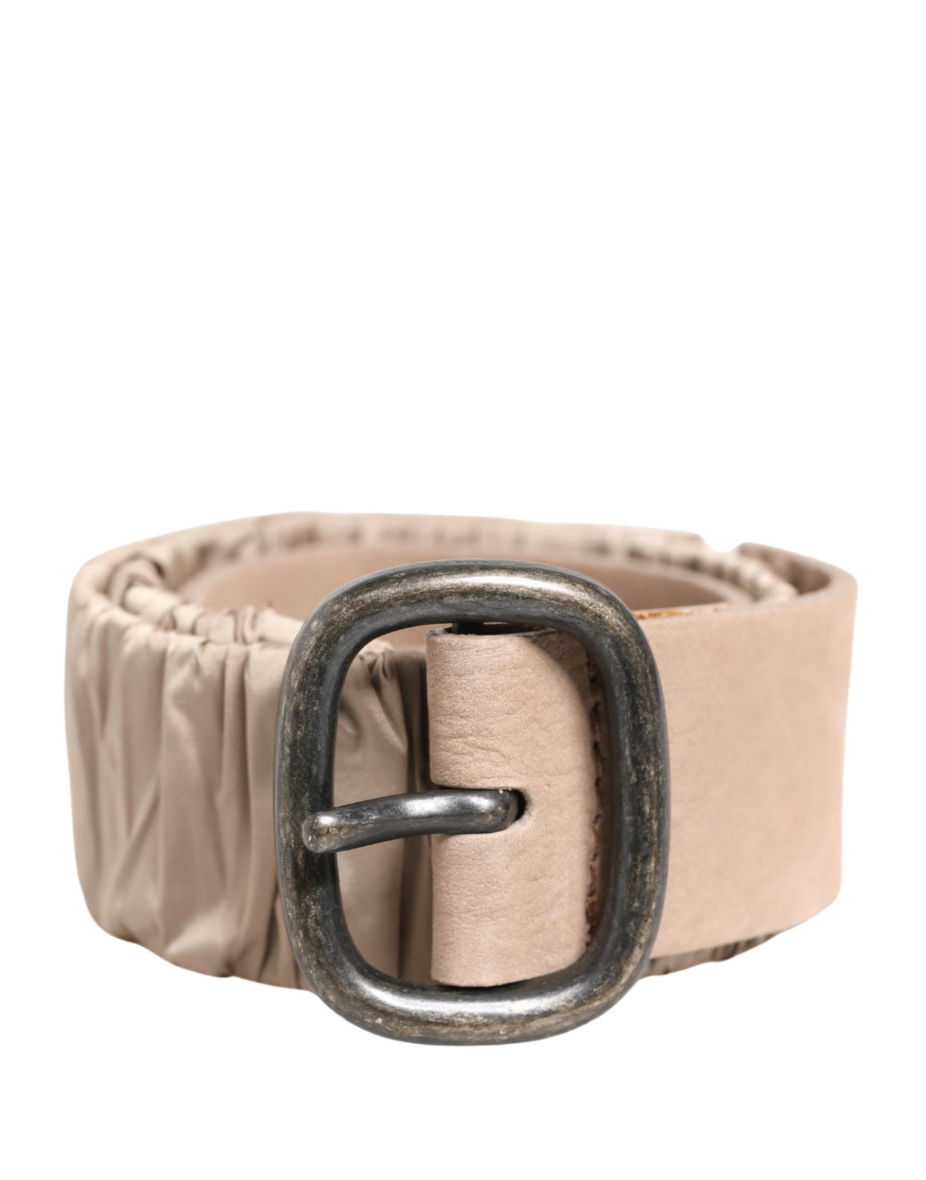 GF Ferre Women Beige Polyester Silver Metal Buckle Waist Belt | Regal Royce