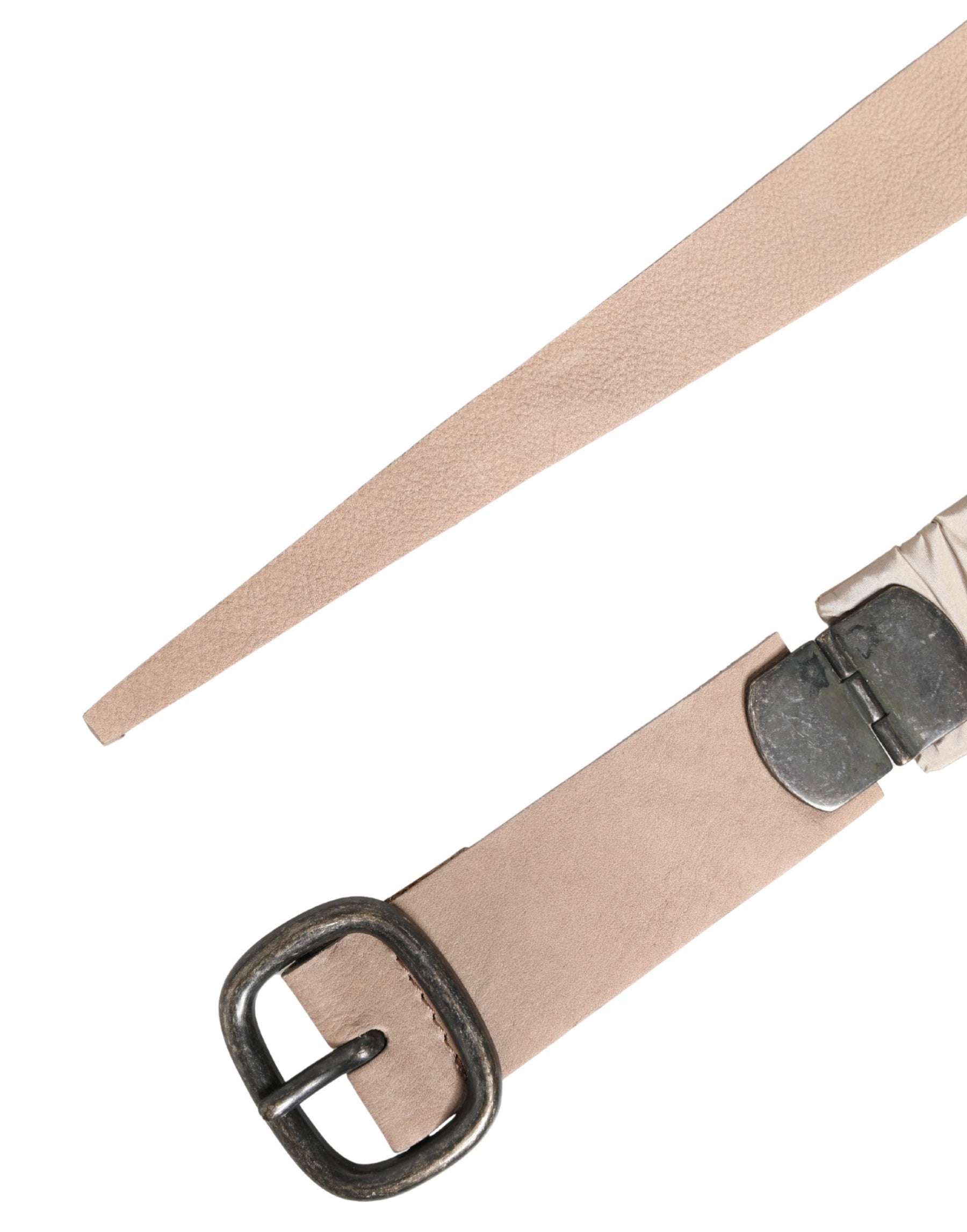 GF Ferre Women Beige Polyester Silver Metal Buckle Waist Belt | Regal Royce