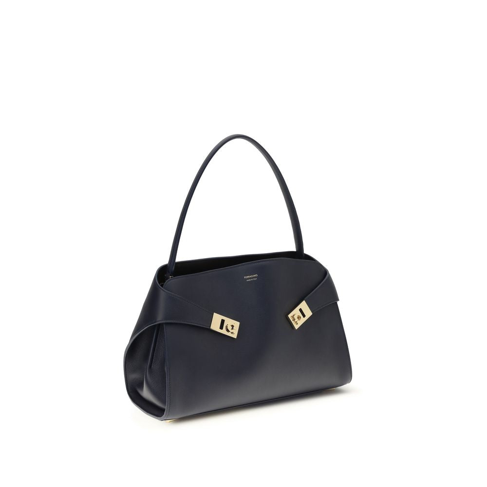 Ferragamo Blue Calf Leather Bos Taurus Shoulder Bag | Regal Royce