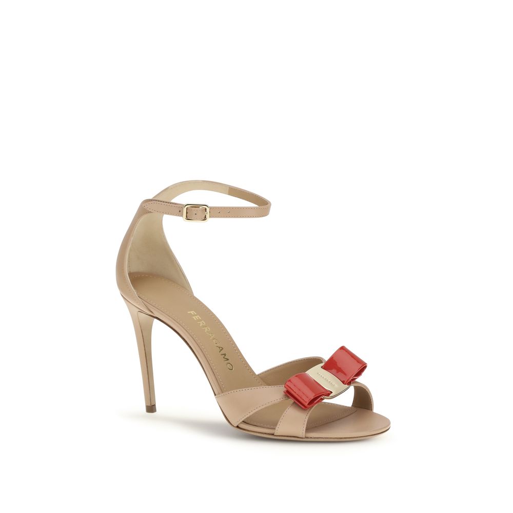 Ferragamo Beige Calf Leather Bos Taurus Stiletto Heel Sandals | Regal Royce