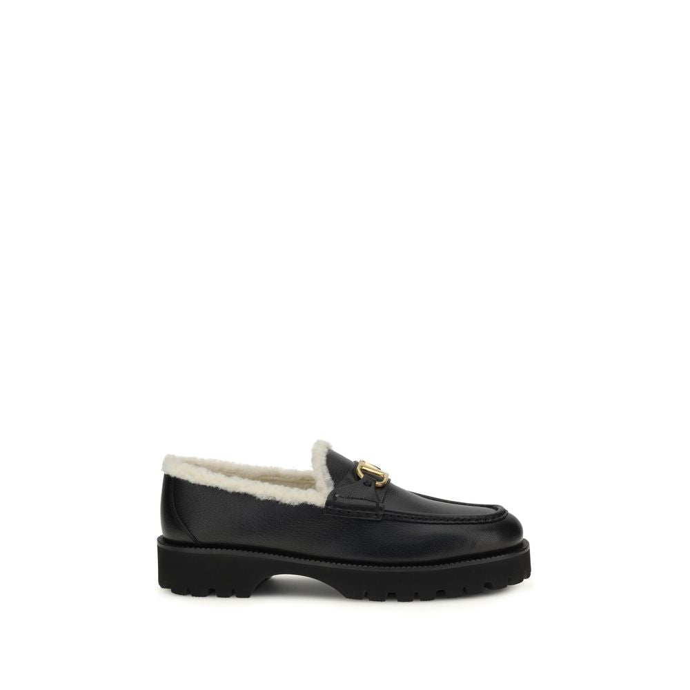 Valentino Garavani Black Calf Leather Bos Taurus Slip-On Loafers | Regal Royce