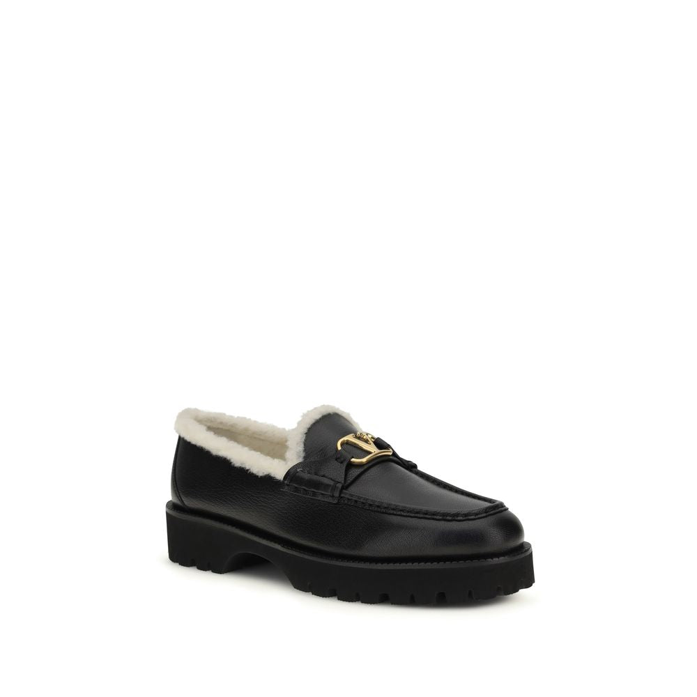 Valentino Garavani Black Calf Leather Bos Taurus Slip-On Loafers | Regal Royce