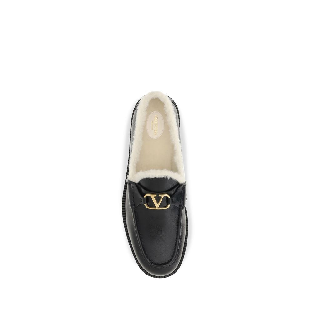Valentino Garavani Black Calf Leather Bos Taurus Slip-On Loafers | Regal Royce