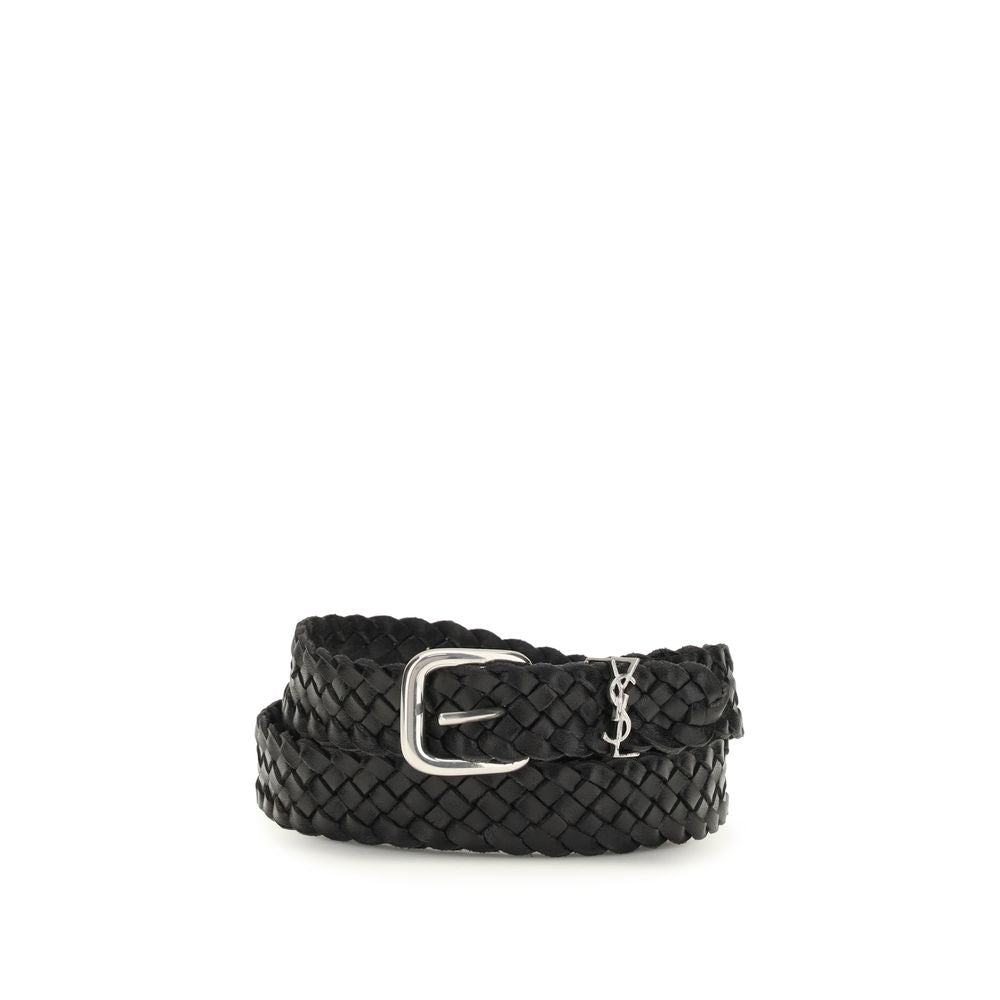 Saint Laurent Black Calf Leather Bos Taurus Regular Belt | Regal Royce