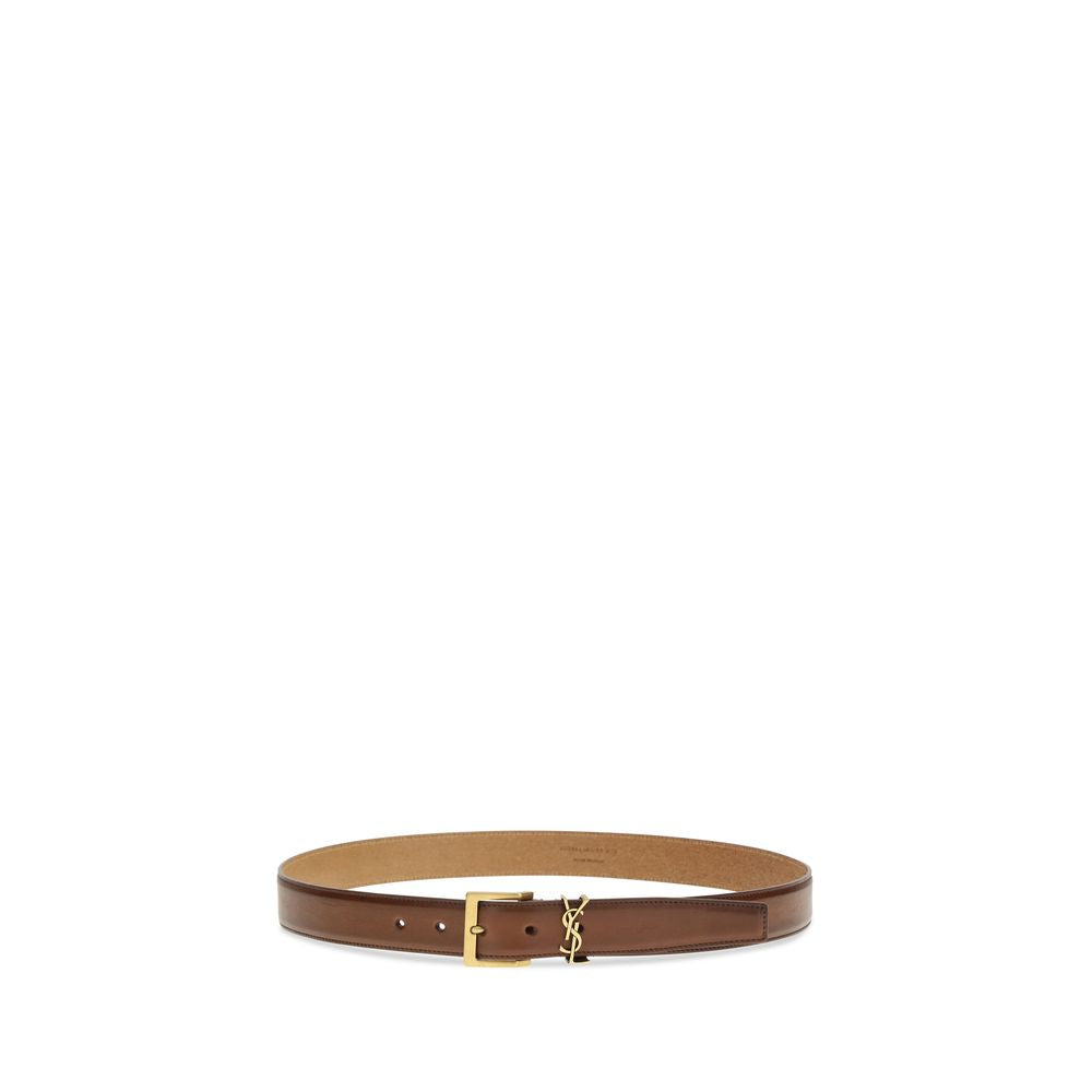 Saint Laurent Brown Calf Leather Bos Taurus Regular Belt | Regal Royce