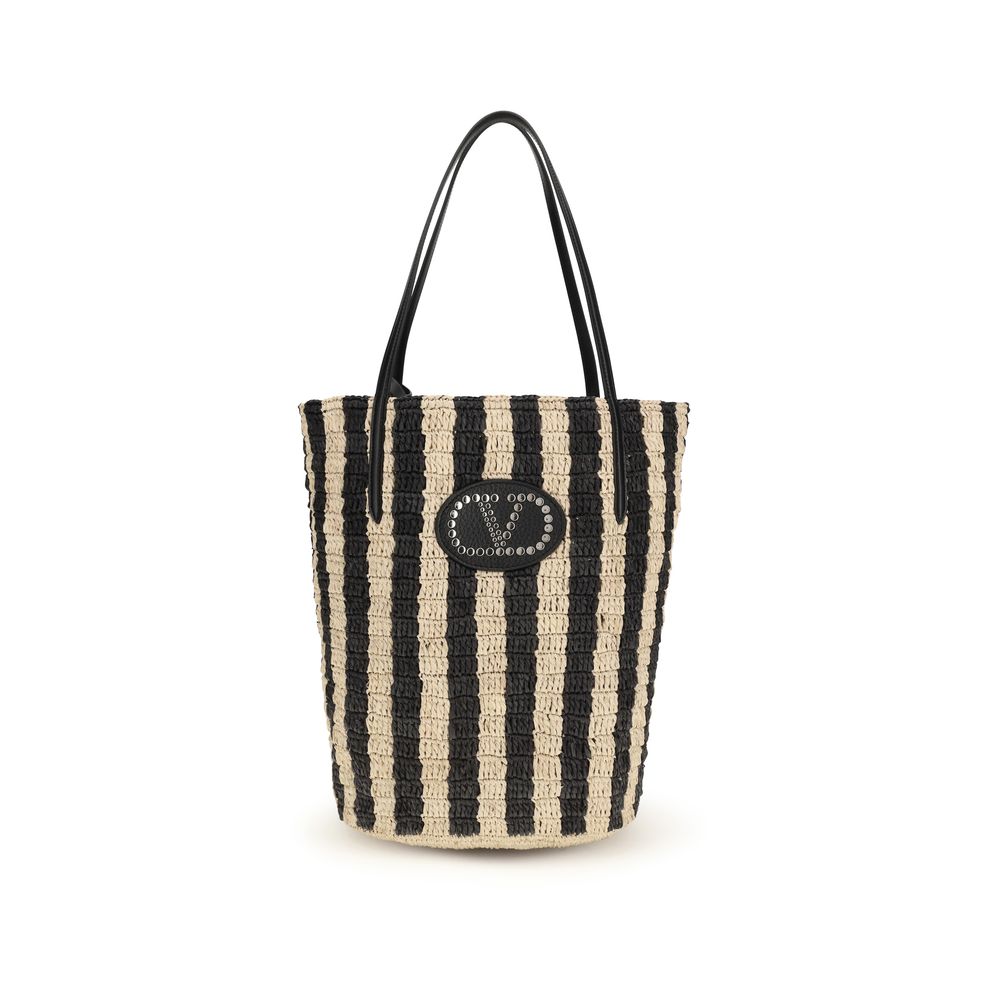 Valentino Garavani Black Raffia Backet Bag | Regal Royce