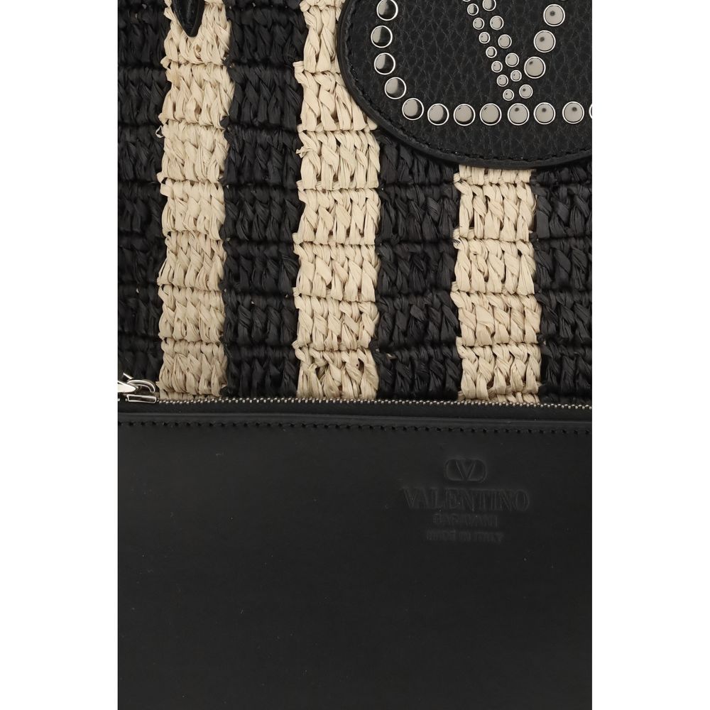 Valentino Garavani Black Raffia Backet Bag | Regal Royce