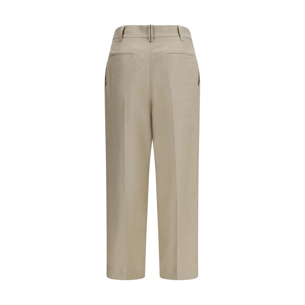 Brunello Cucinelli Beige Linen Casual Pants | Regal Royce