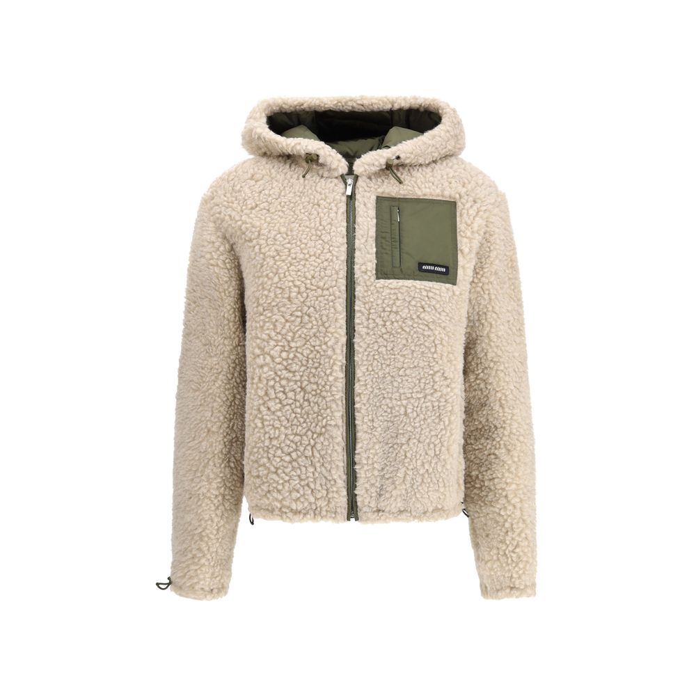 Miu Miu Beige Fleece Wool Full-Length Jacket | Regal Royce
