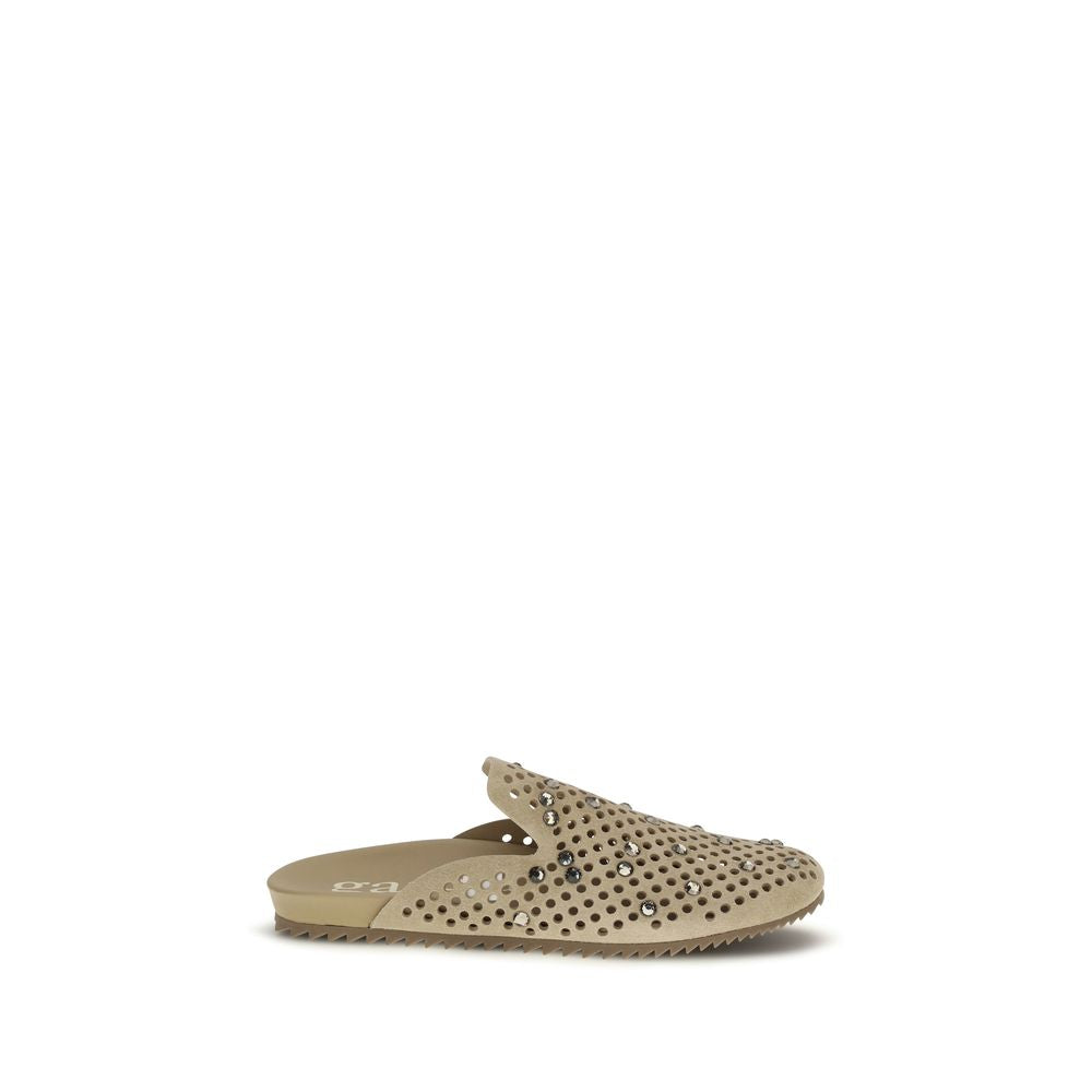 Pedro García Beige Calf Leather Bos Taurus Mules | Regal Royce