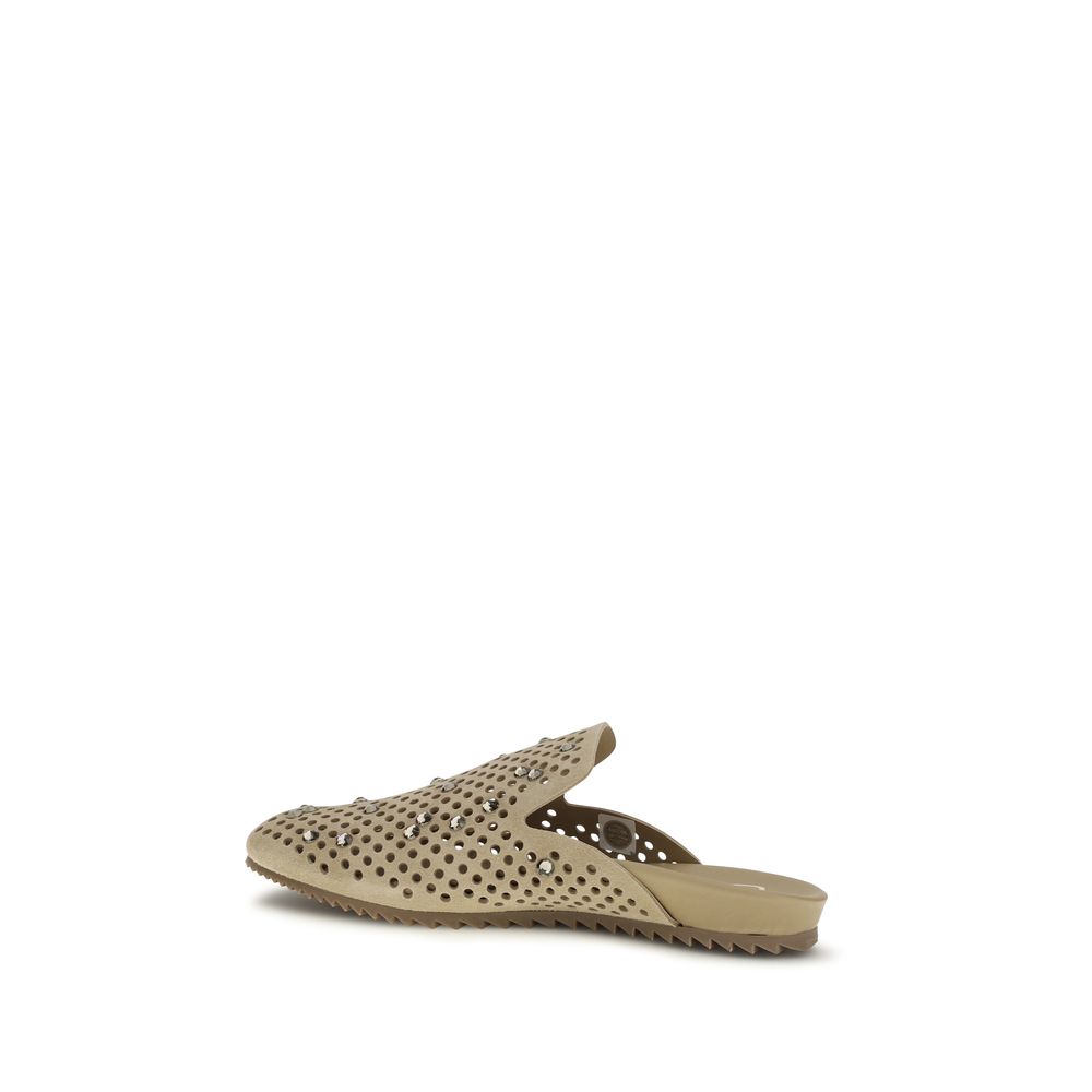 Pedro García Beige Calf Leather Bos Taurus Mules | Regal Royce