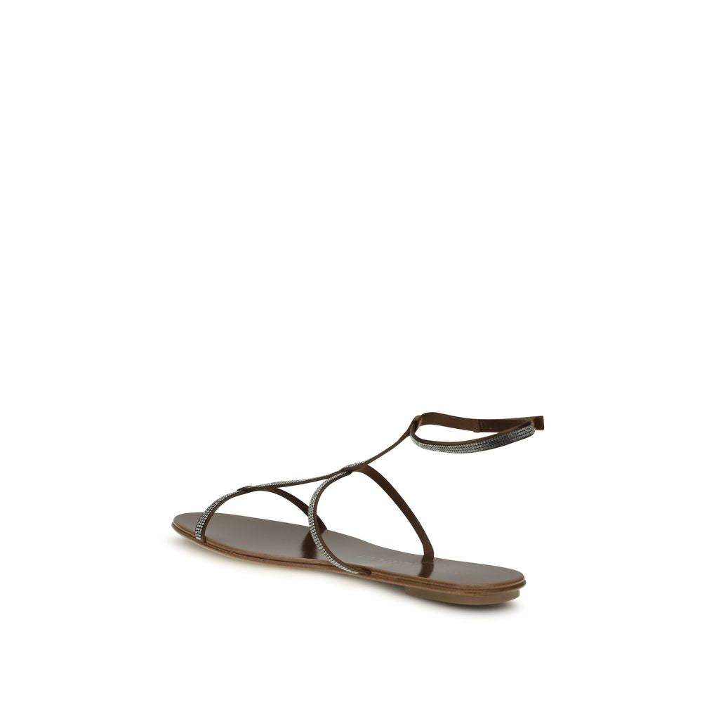 Pedro García Brown Calf Leather Bos Taurus Strap-On Sandals | Regal Royce