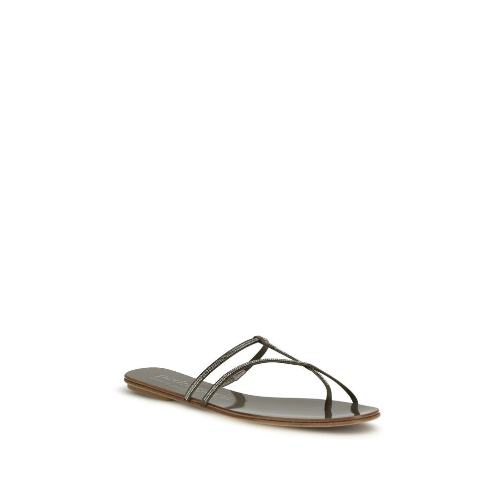 Pedro García Brown Calf Leather Bos Taurus Flat Sandals | Regal Royce