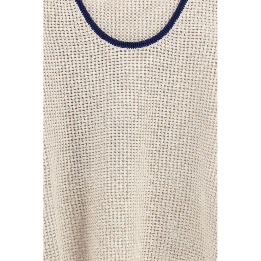 Brunello Cucinelli Beige Cotton Sleeveles T-Shirt | Regal Royce