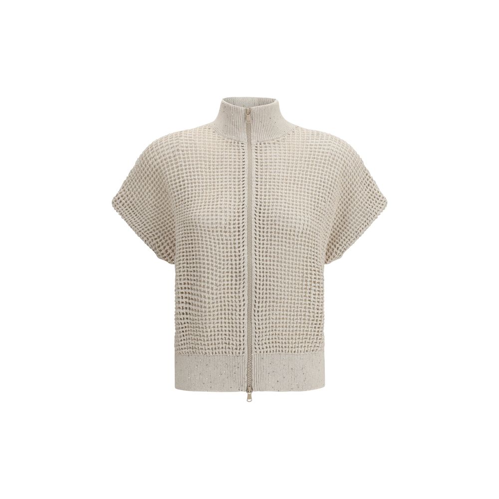 Brunello Cucinelli Beige Cotton Cardigan | Regal Royce