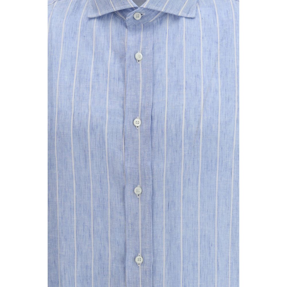 Brunello Cucinelli Blue Linen Pattern Shirt | Regal Royce