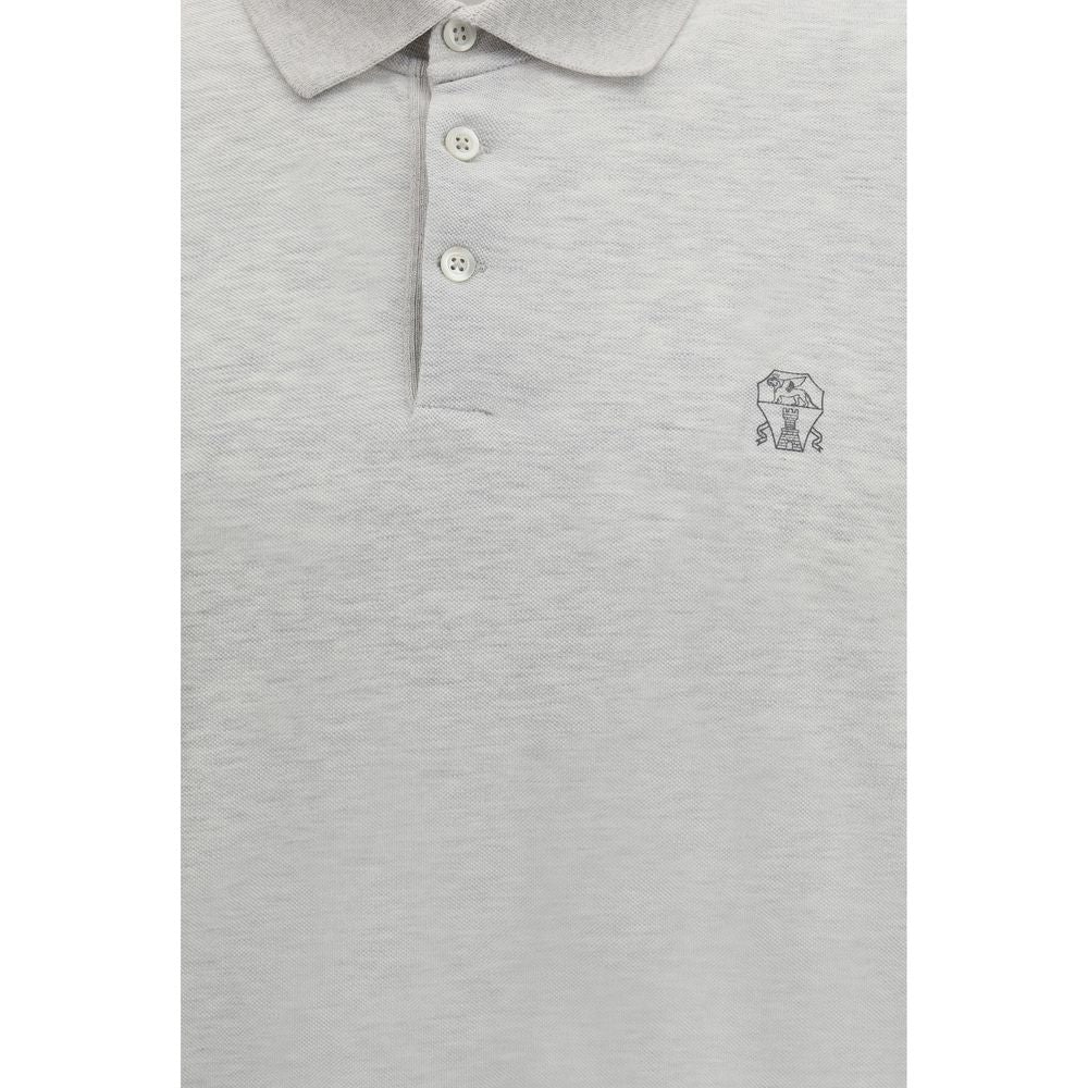 Brunello Cucinelli Gray Cotton Polo Shirt | Regal Royce
