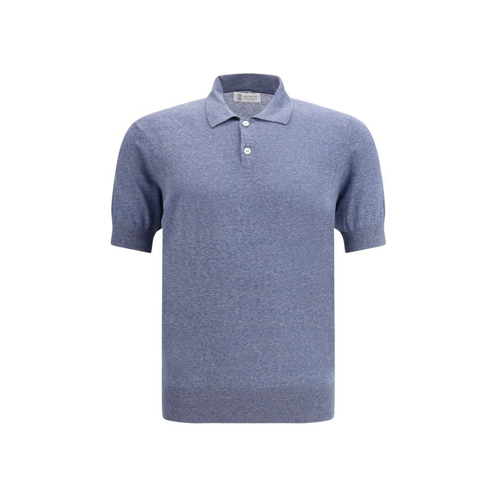 Brunello Cucinelli Blue Linen Polo Shirt | Regal Royce