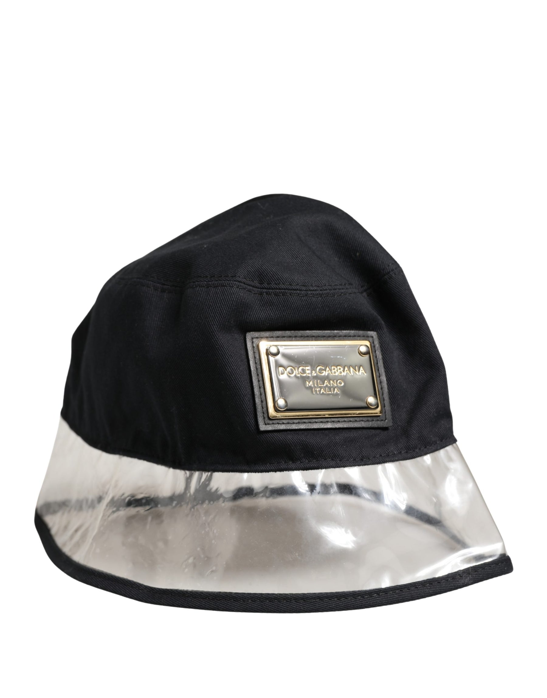 Dolce & Gabbana Black Cotton Plastic Fisherman Bucket Capello Hat | Regal Royce