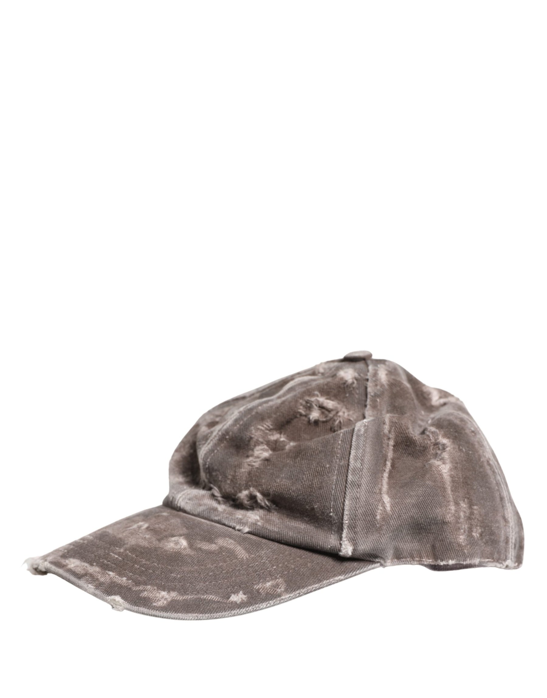 Dolce & Gabbana Men Brown Cotton Distressed Baseball Capello Hat | Regal Royce