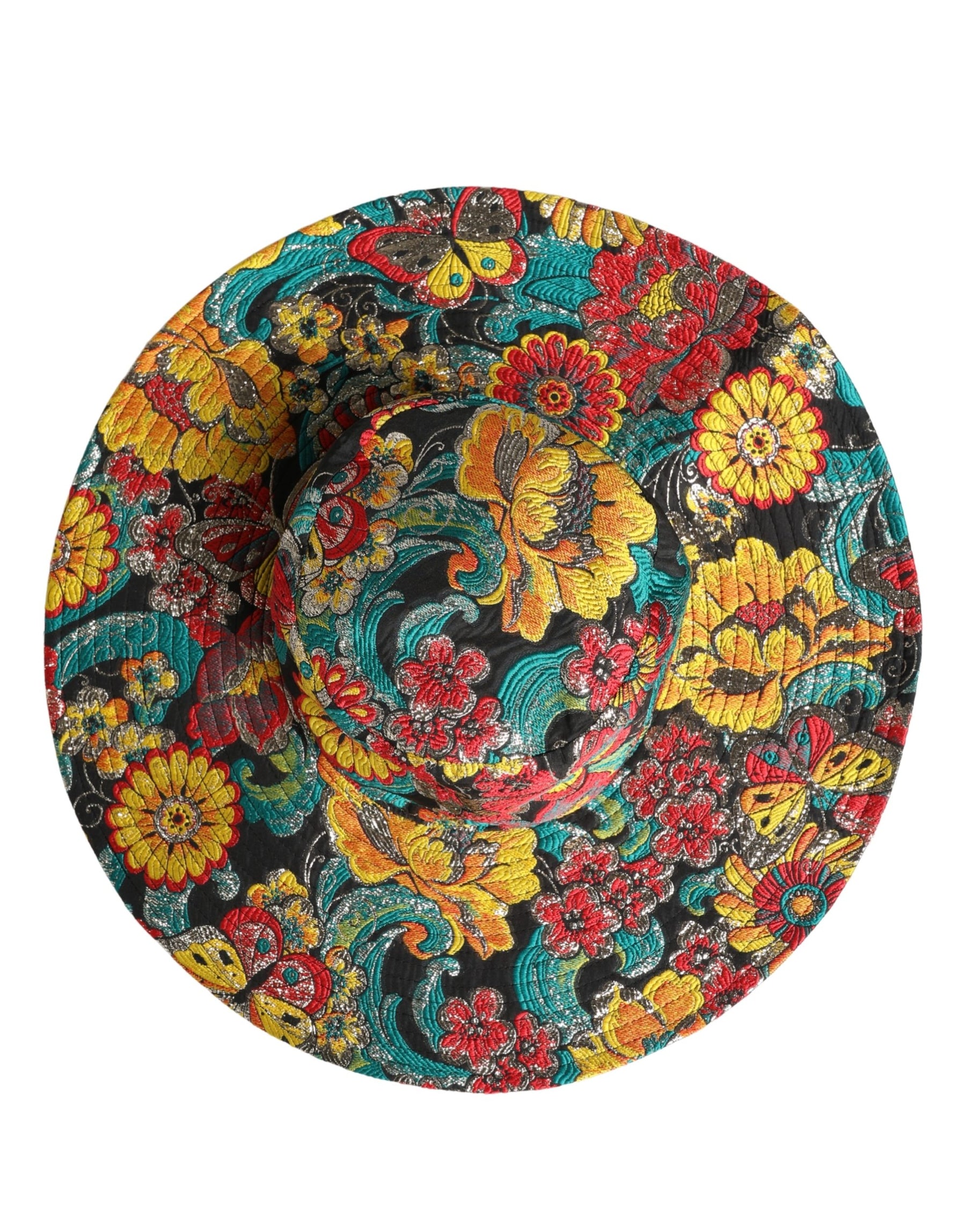 Dolce & Gabbana Men Multicolor Brocade Wide Brim Fisherman Capello Hat | Regal Royce