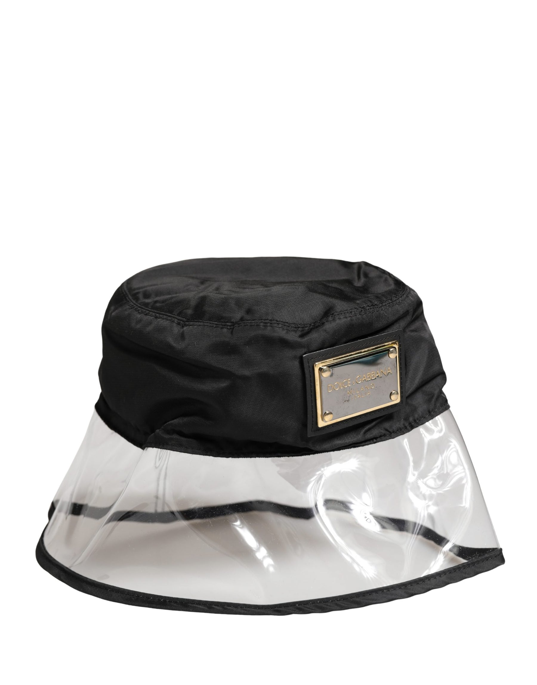 Dolce & Gabbana Men Black Plastic Fisherman Bucket Capello Hat | Regal Royce