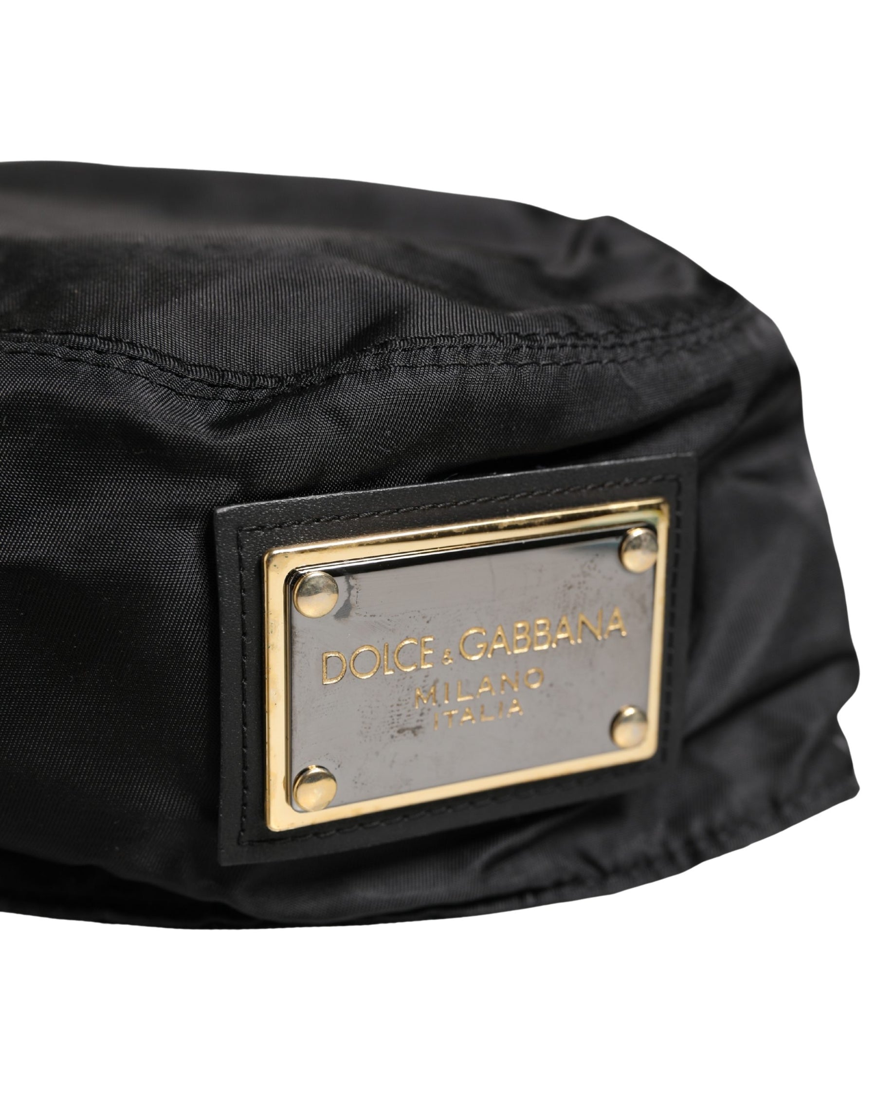 Dolce & Gabbana Men Black Plastic Fisherman Bucket Capello Hat | Regal Royce