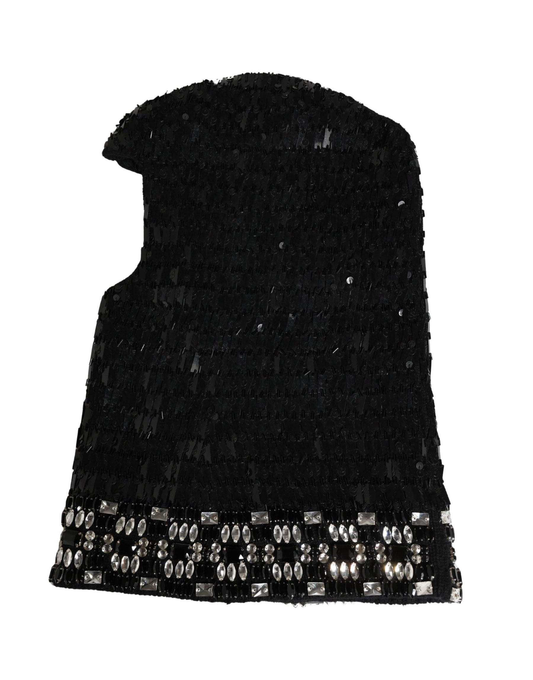 Dolce & Gabbana Black Wool Crystal Embellished Balaclava Hat | Regal Royce