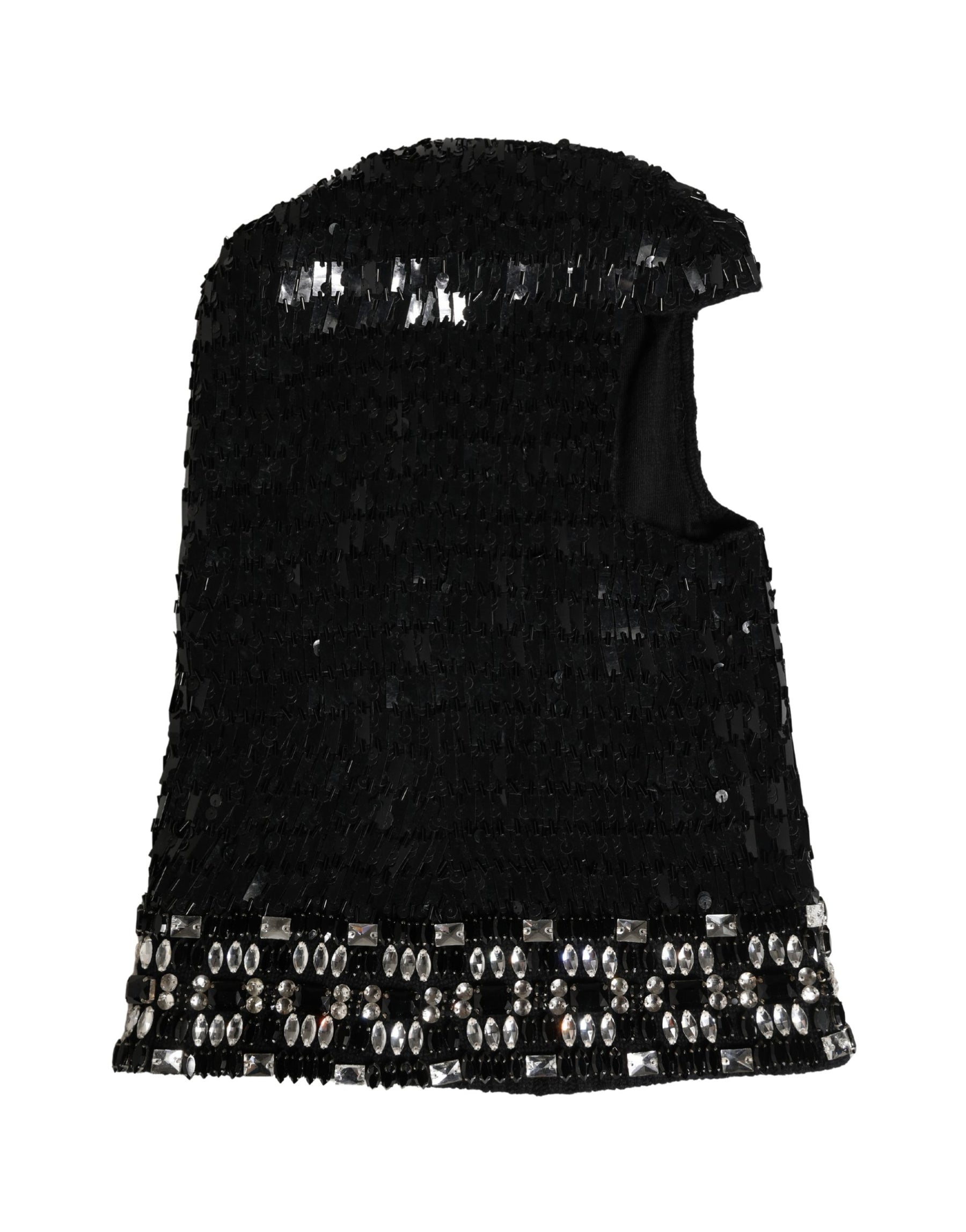 Dolce & Gabbana Black Wool Crystal Embellished Balaclava Hat | Regal Royce