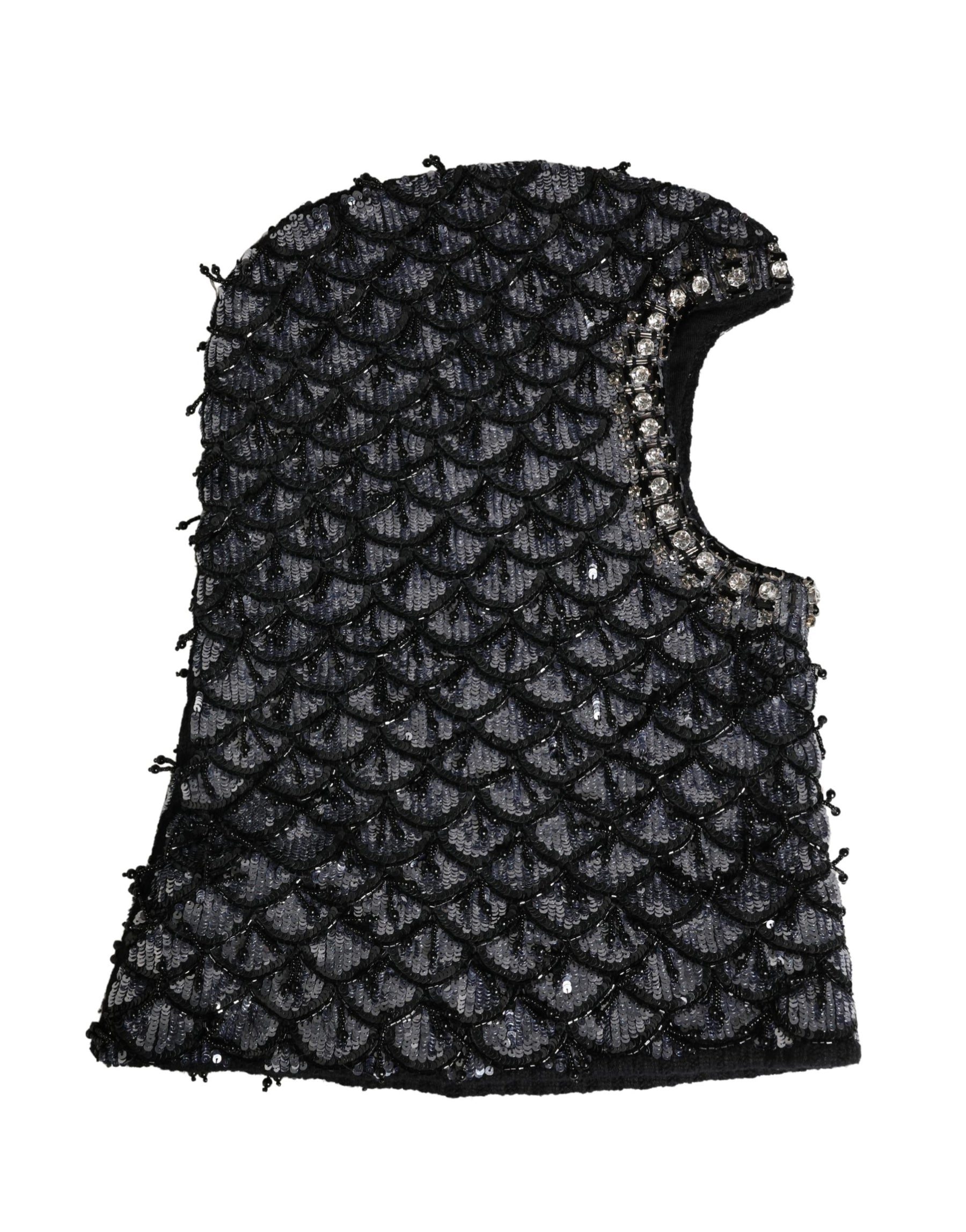 Dolce & Gabbana Black Wool Crystal Embellished Balaclava Hat | Regal Royce