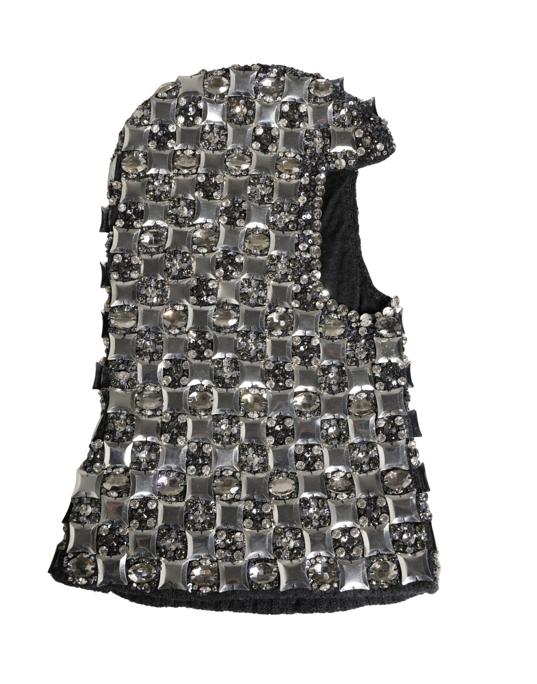 Dolce & Gabbana Black Wool Crystal Embellished Balaclava Hat | Regal Royce