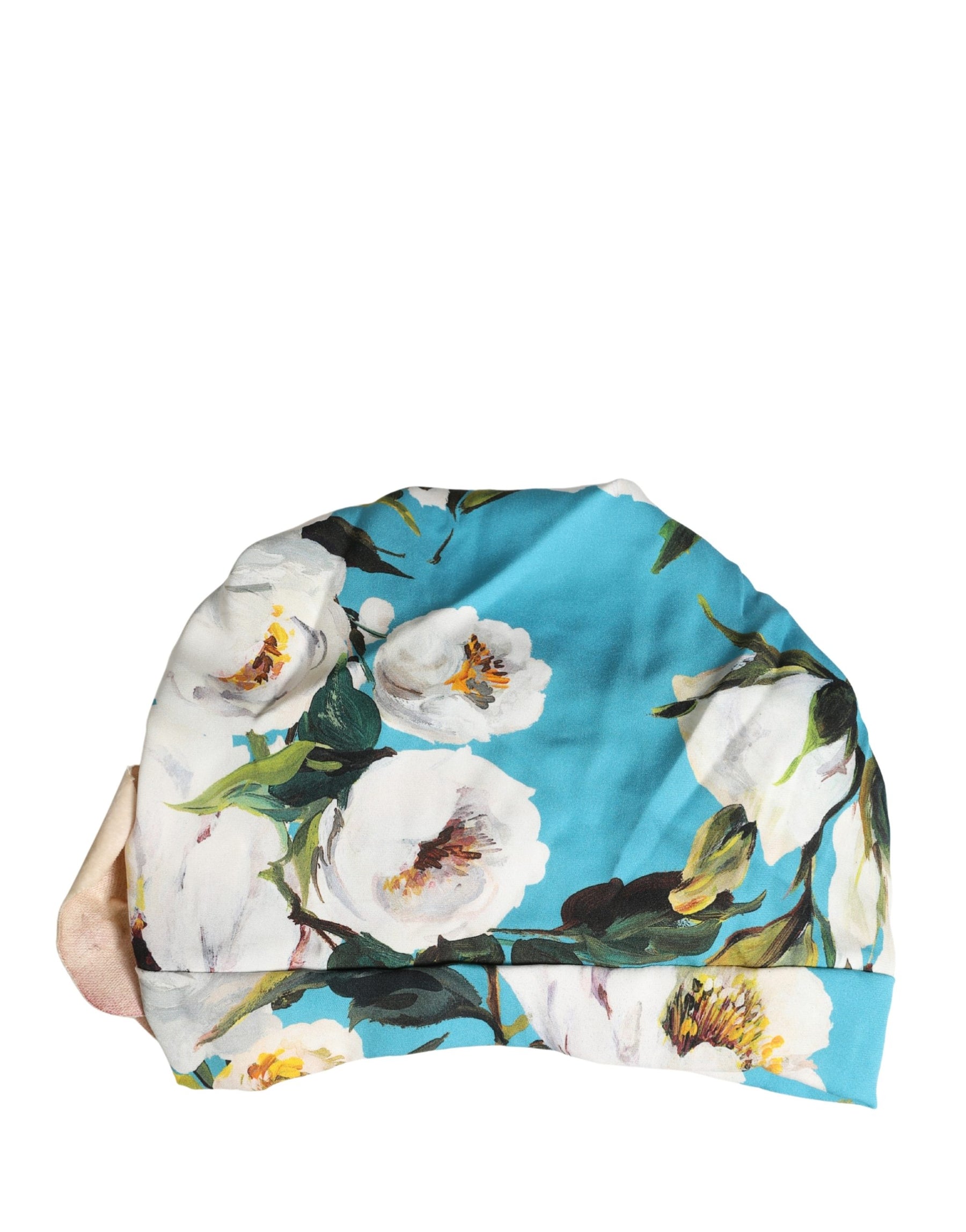 Dolce & Gabbana Blue Floral Motif Turban Headwear Women Hat | Regal Royce