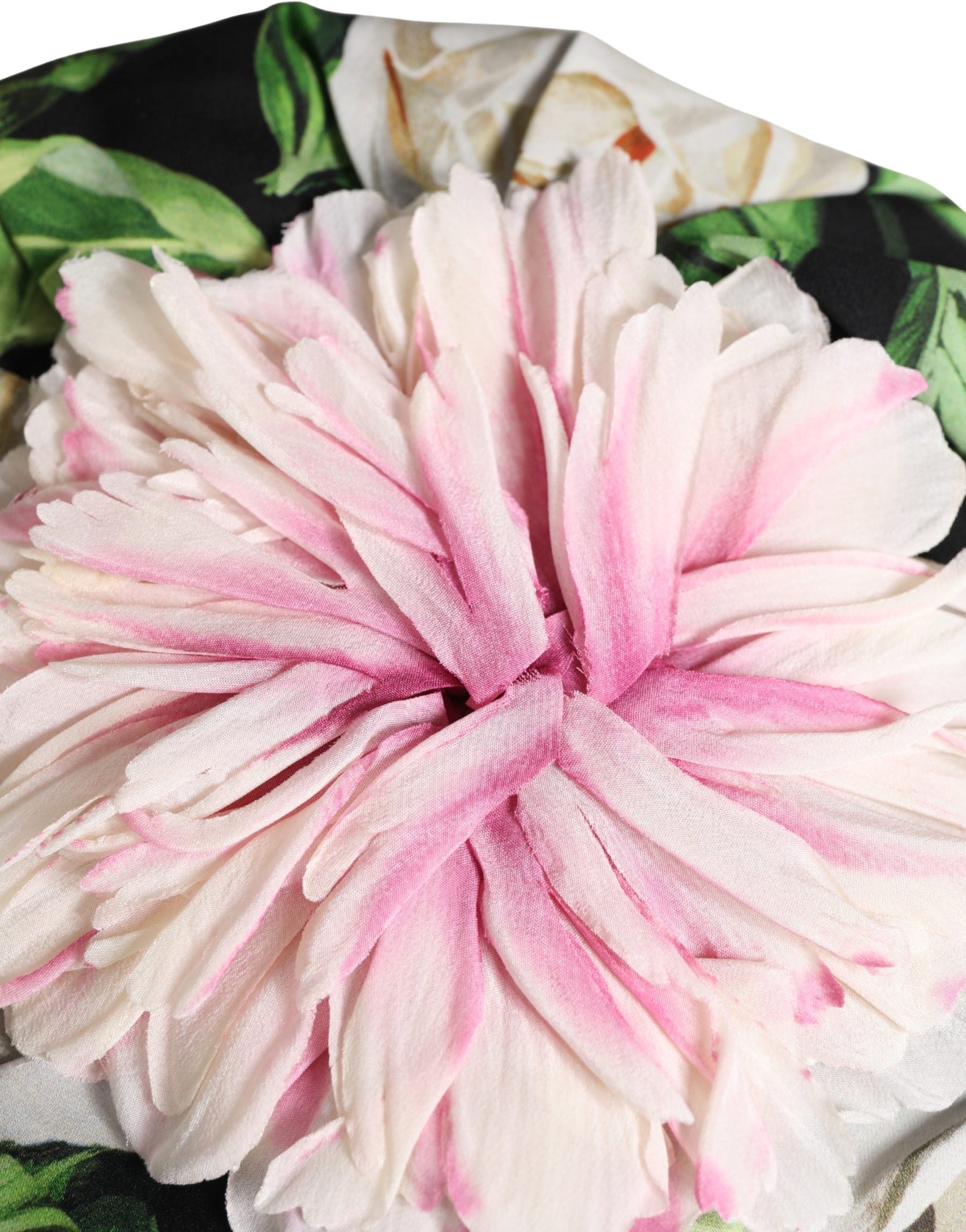 Dolce & Gabbana Black Floral Motif Turban Headwear Women Hat | Regal Royce