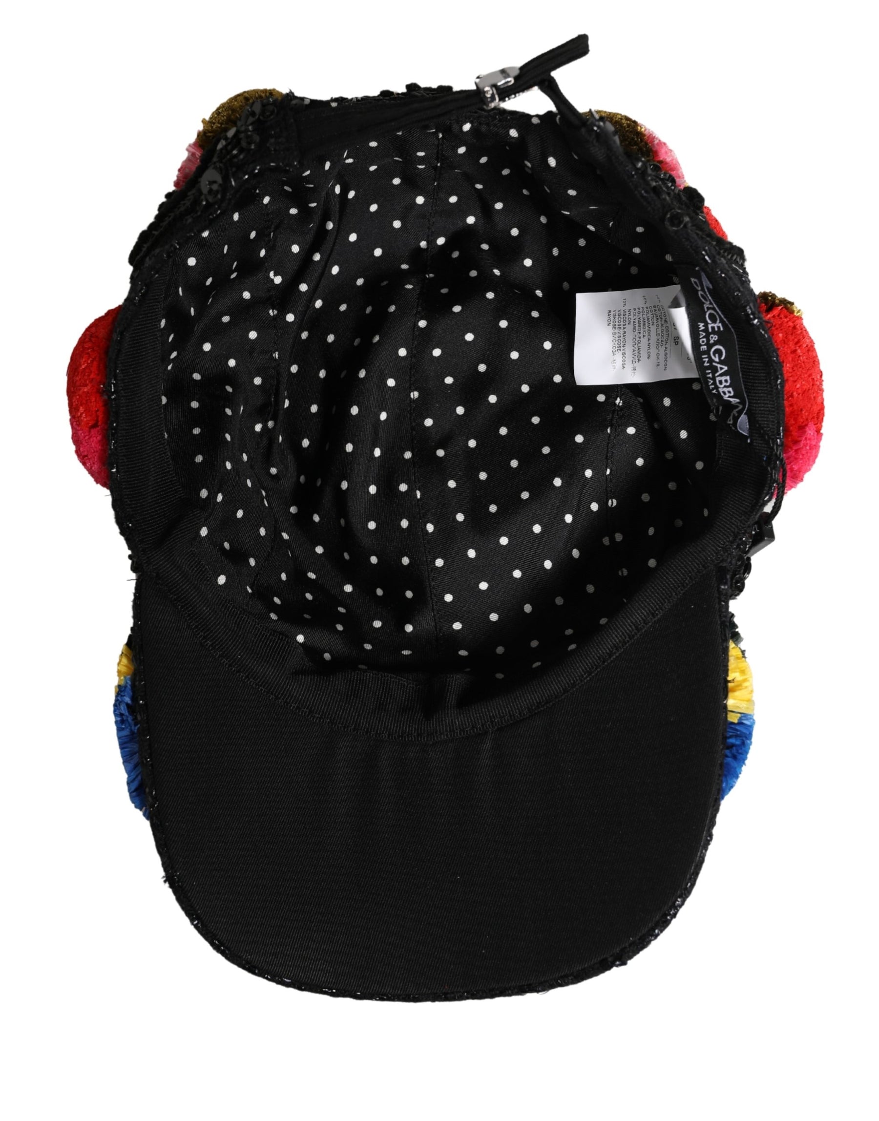 Dolce & Gabbana Multicolor Pom Poms Sequin Embellishment Hat | Regal Royce