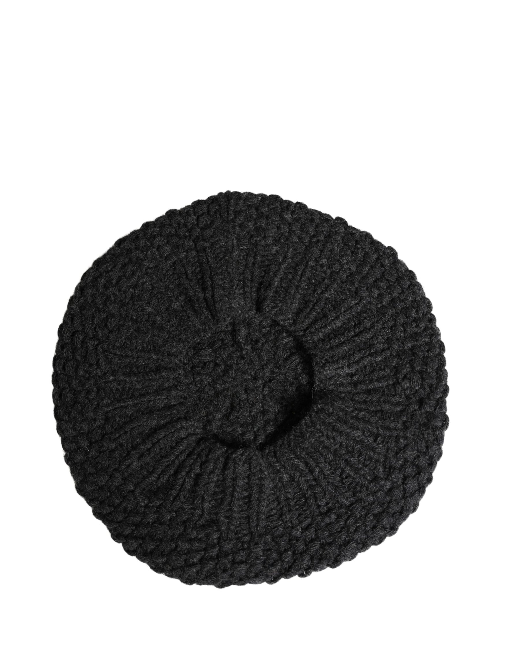 Dolce & Gabbana Black Virgin Wool Knitted Winter Beret Hat | Regal Royce