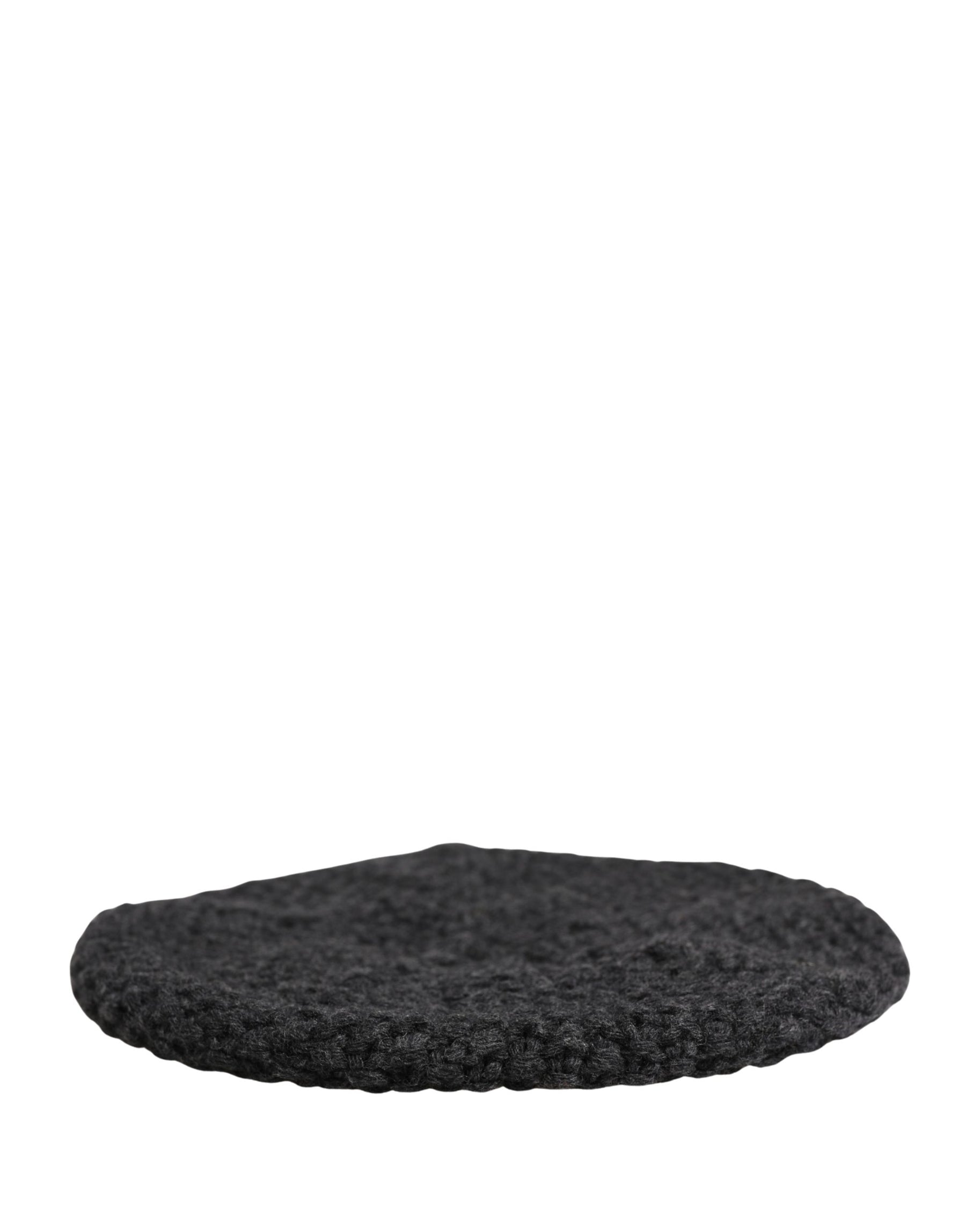 Dolce & Gabbana Black Virgin Wool Knitted Winter Beret Hat | Regal Royce