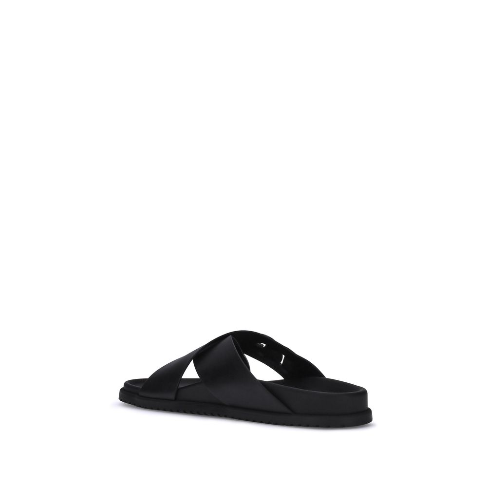 Dolce & Gabbana Black Calf Leather Bos Taurus Sandals | Regal Royce