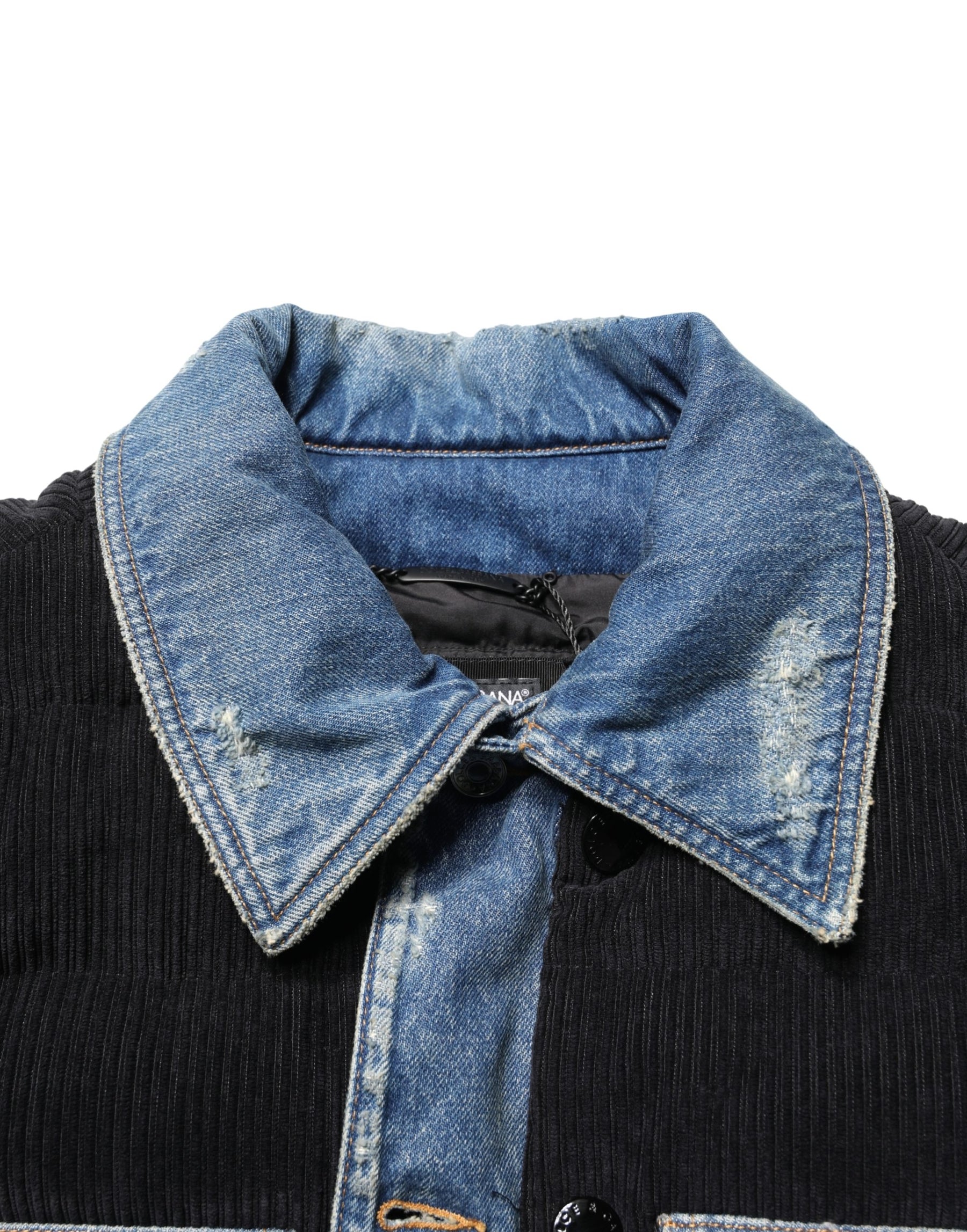 Dolce & Gabbana Black Blue Cotton Denim Blouson Men  Jacket | Regal Royce