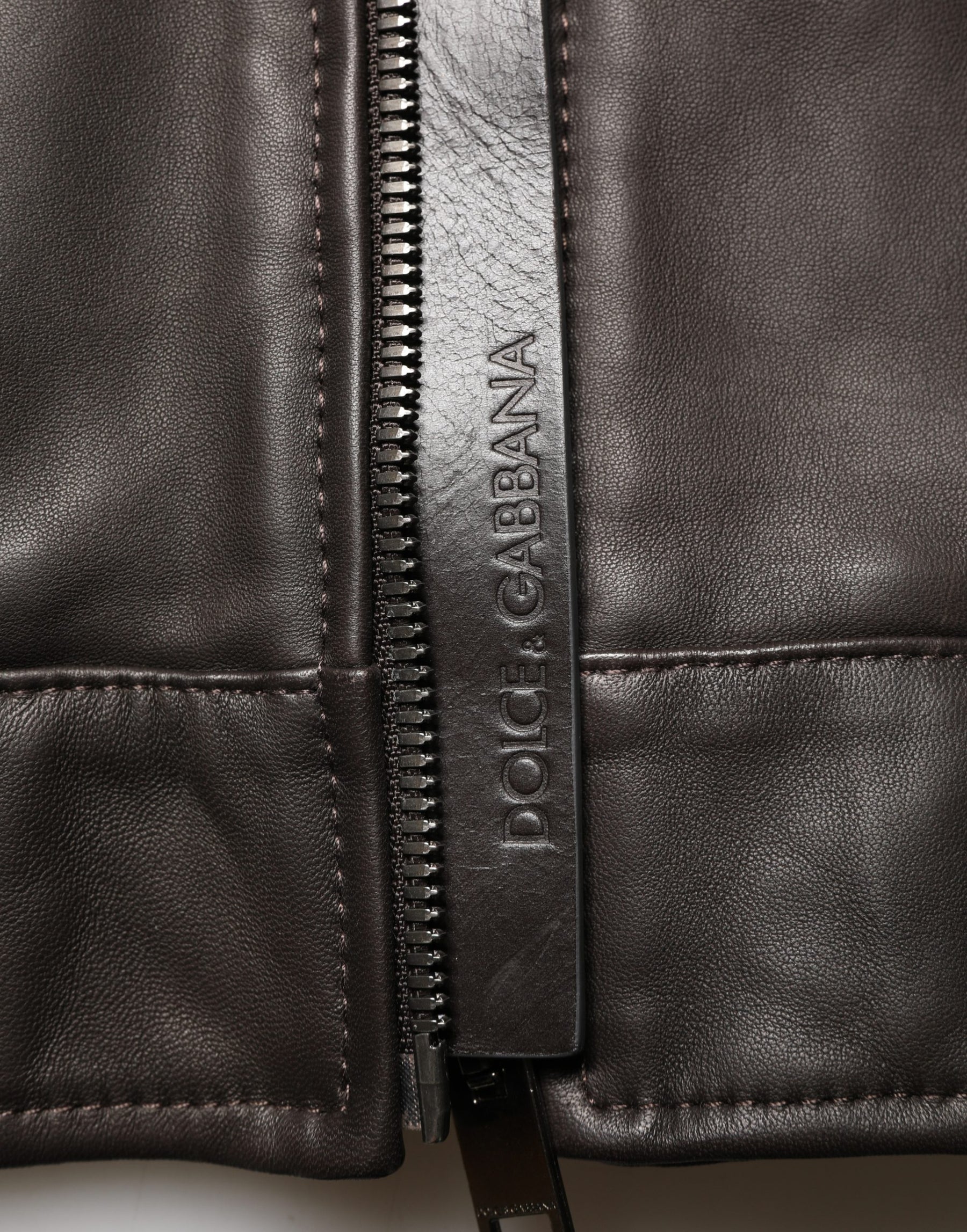 Dolce & Gabbana Black LambskinLeather Full Zip Biker Jacket | Regal Royce