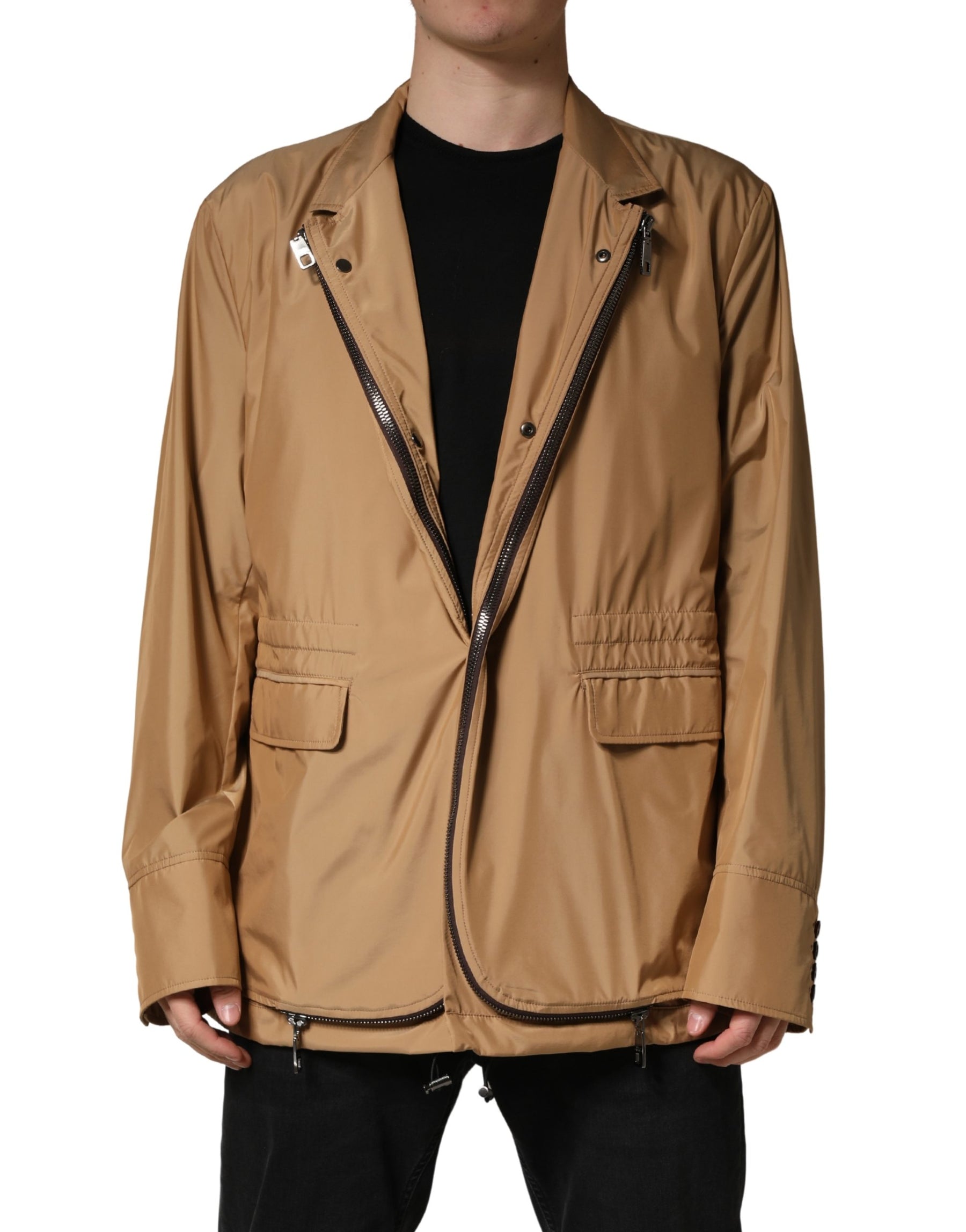 Dolce & Gabbana Brown Single Breasted Layered Coat Jacket | Regal Royce